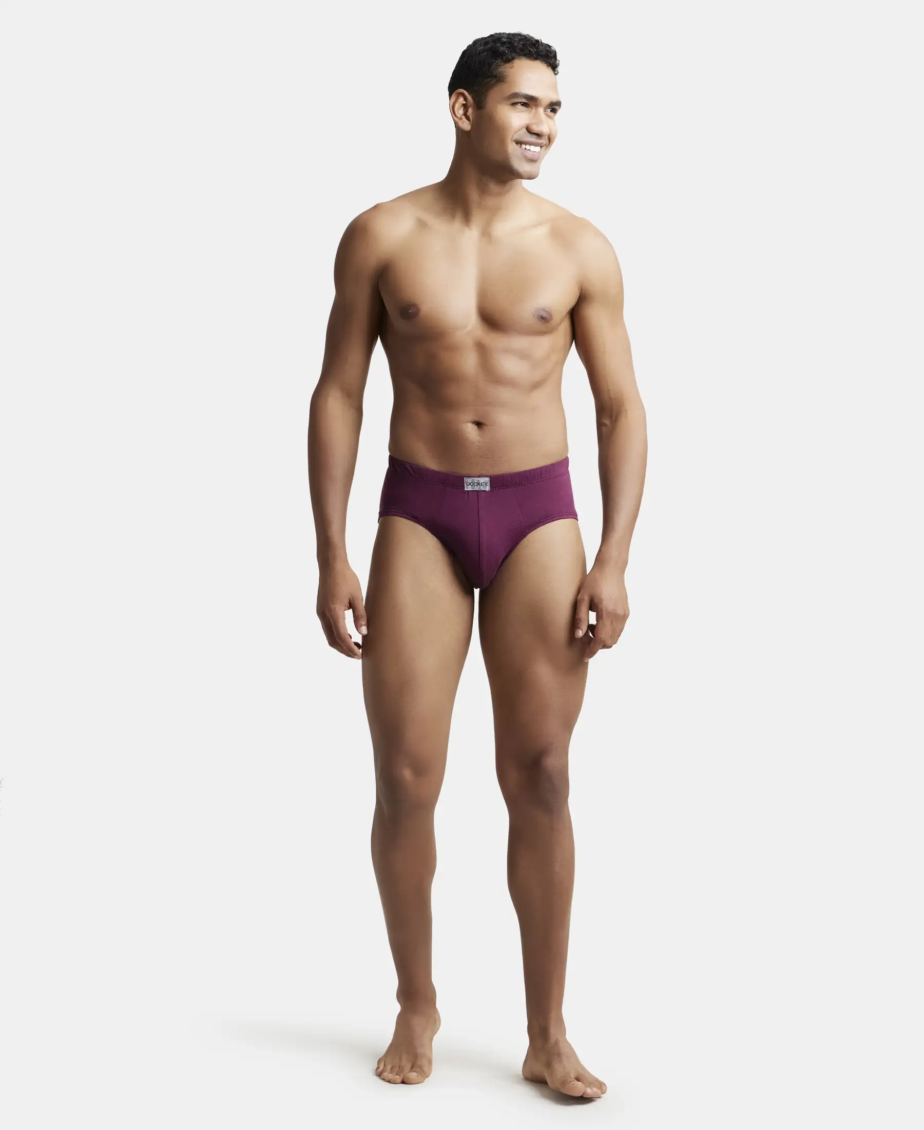 Super Combed Cotton Solid Brief with Ultrasoft Concealed Waistband - Wine Tasting (Pack of 3) - Image 4