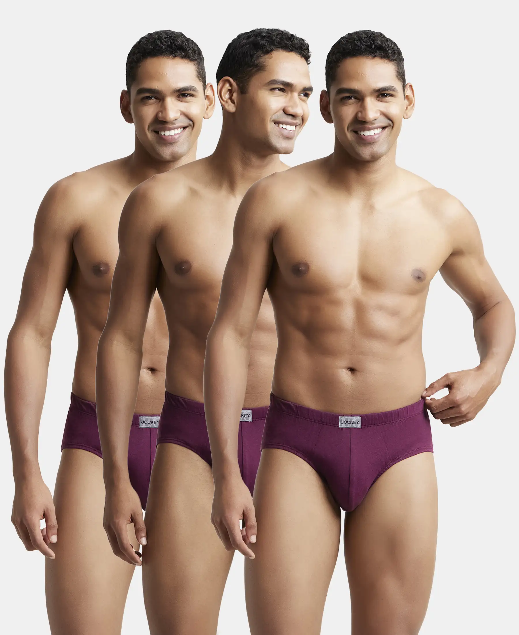 Super Combed Cotton Solid Brief with Ultrasoft Concealed Waistband - Wine Tasting (Pack of 3) - Image 5