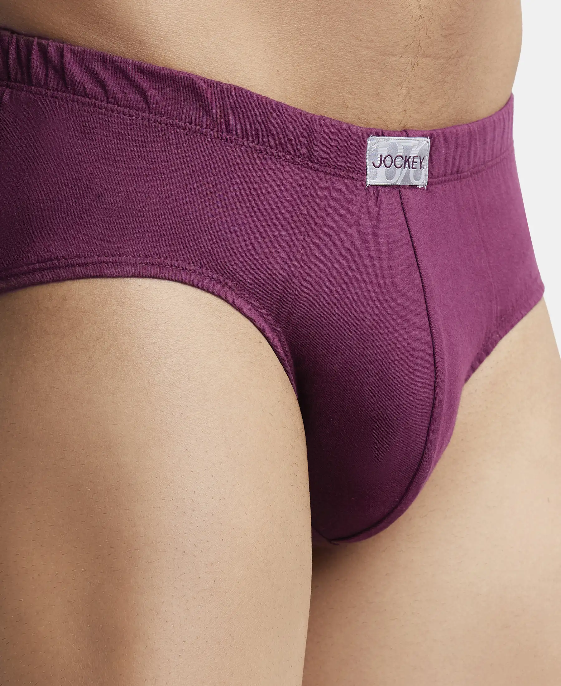 Super Combed Cotton Solid Brief with Ultrasoft Concealed Waistband - Wine Tasting (Pack of 3) - Image 6