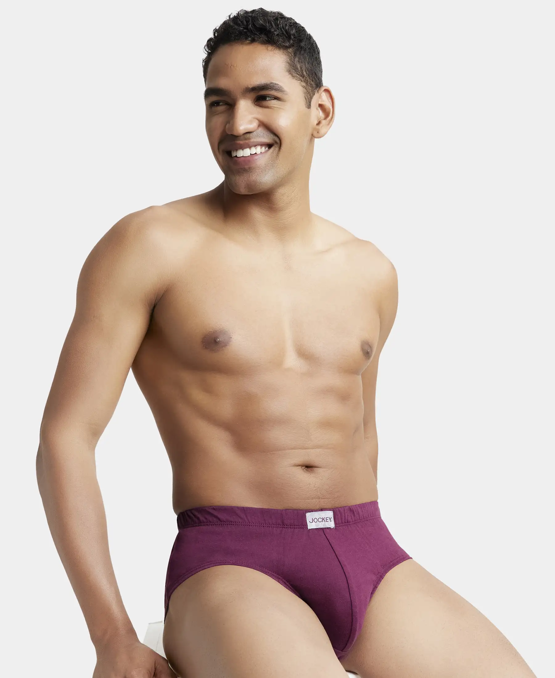 Super Combed Cotton Solid Brief with Ultrasoft Concealed Waistband - Wine Tasting (Pack of 3) - Image 8
