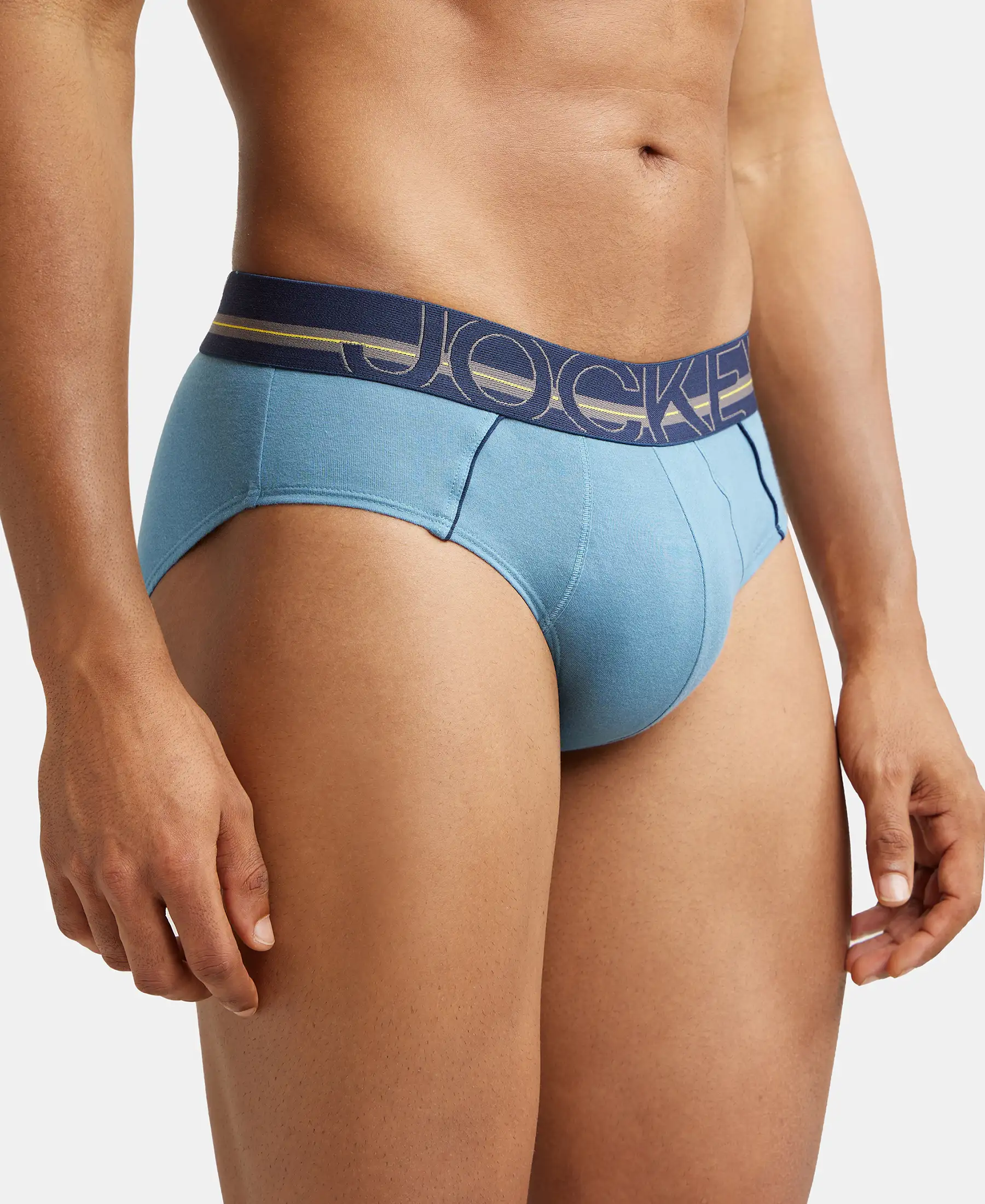 Super Combed Cotton Solid Brief with Ultrasoft Waistband - Aegean Blue (Pack of 2) - Image 2