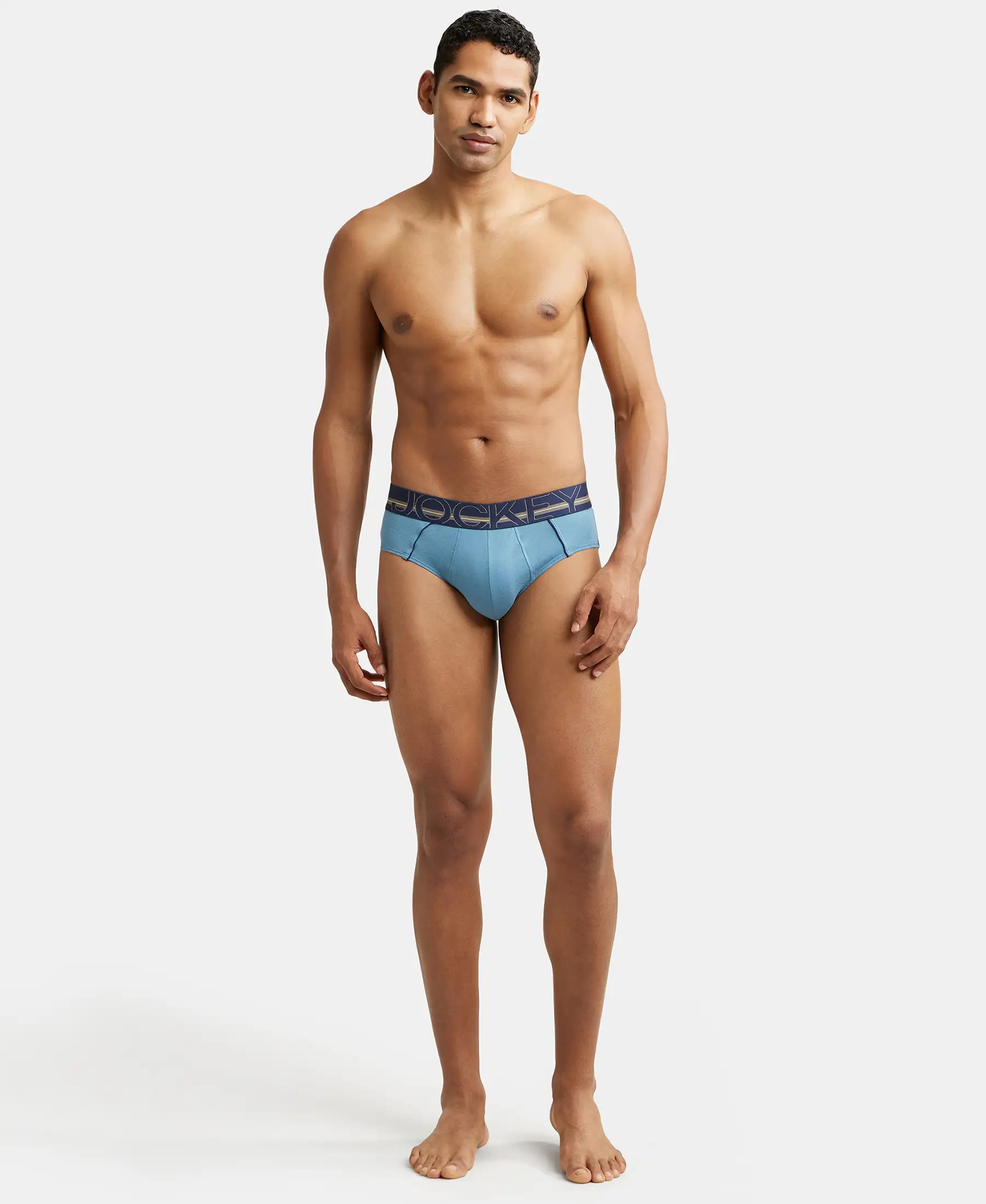 Super Combed Cotton Solid Brief with Ultrasoft Waistband - Aegean Blue (Pack of 2) - Image 3