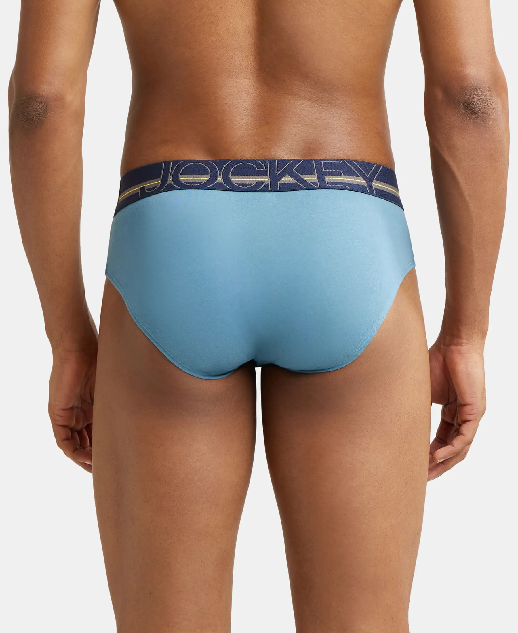 Super Combed Cotton Solid Brief with Ultrasoft Waistband - Aegean Blue (Pack of 2) - Image 4