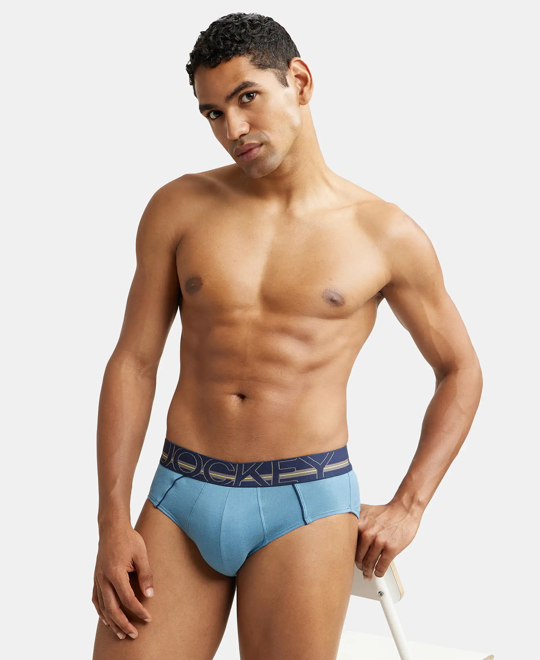 Super Combed Cotton Solid Brief with Ultrasoft Waistband - Aegean Blue (Pack of 2) - Image 8