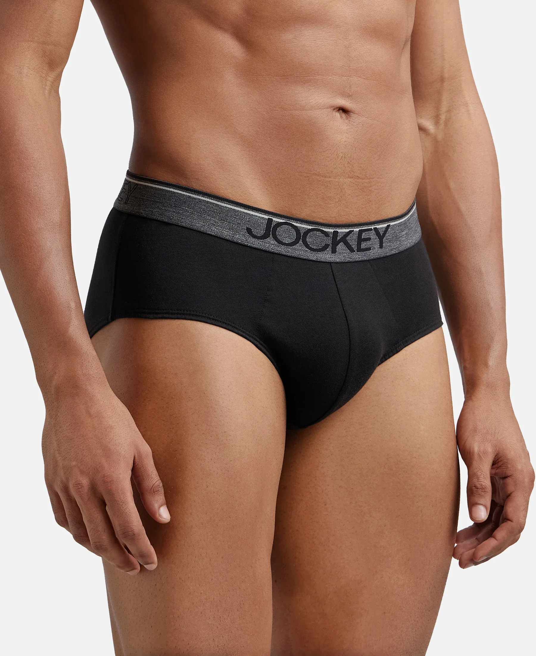 Super Combed Cotton Solid Brief with Ultrasoft Waistband - Black - Image 2