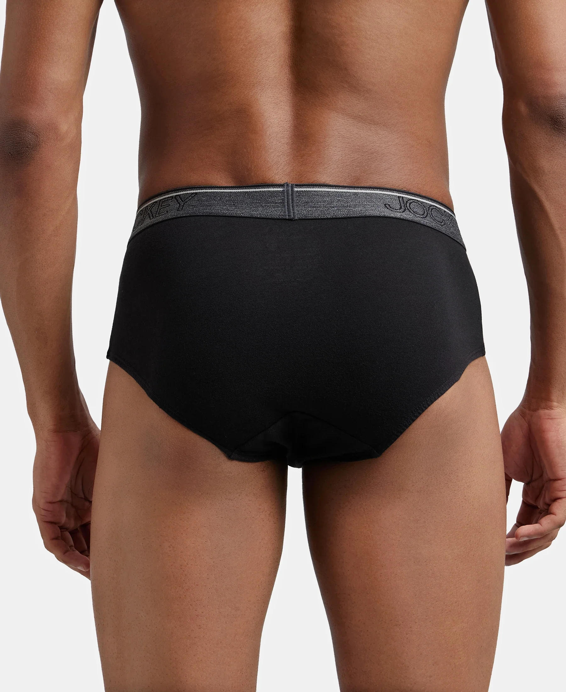 Super Combed Cotton Solid Brief with Ultrasoft Waistband - Black - Image 3