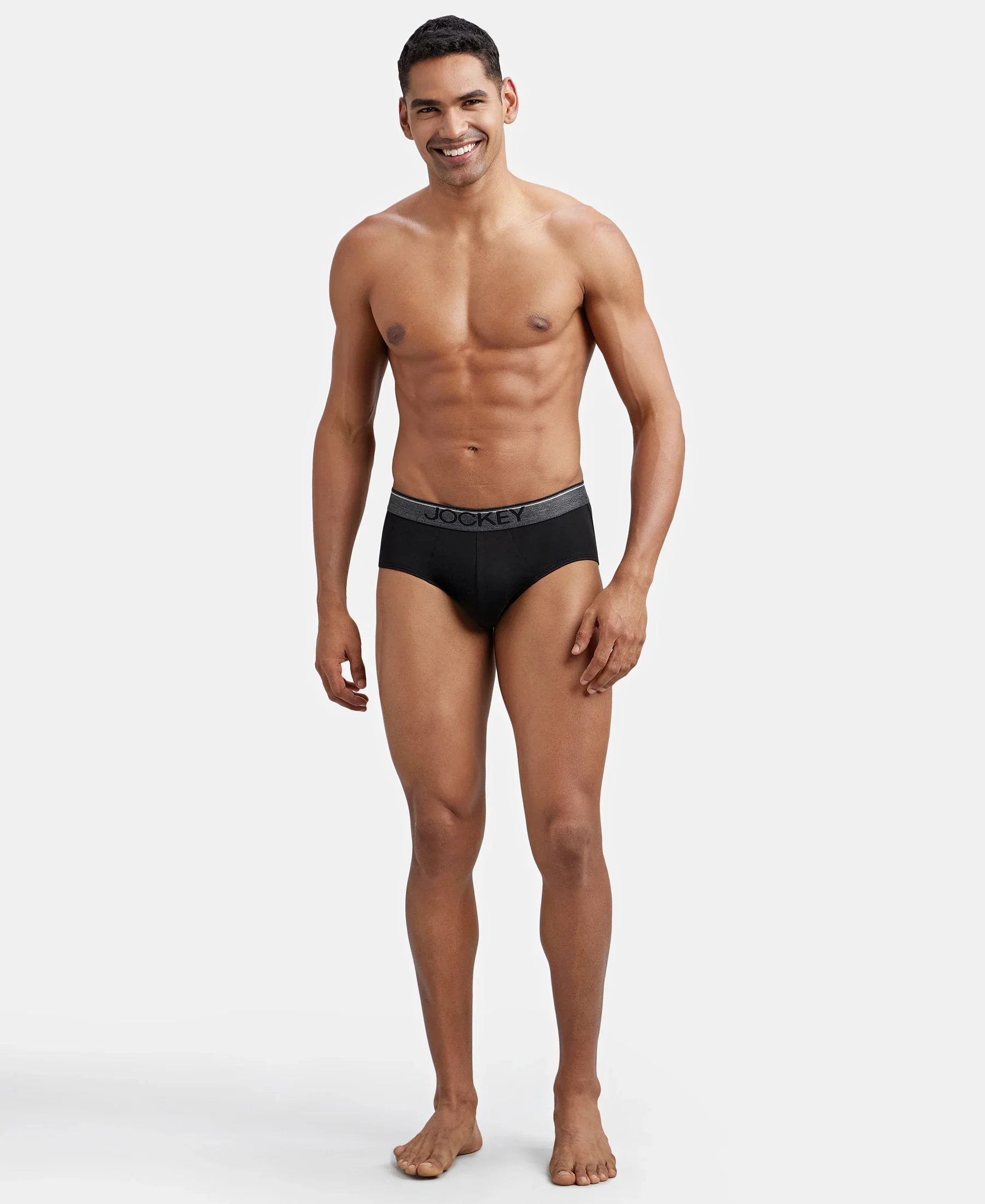Super Combed Cotton Solid Brief with Ultrasoft Waistband - Black - Image 4