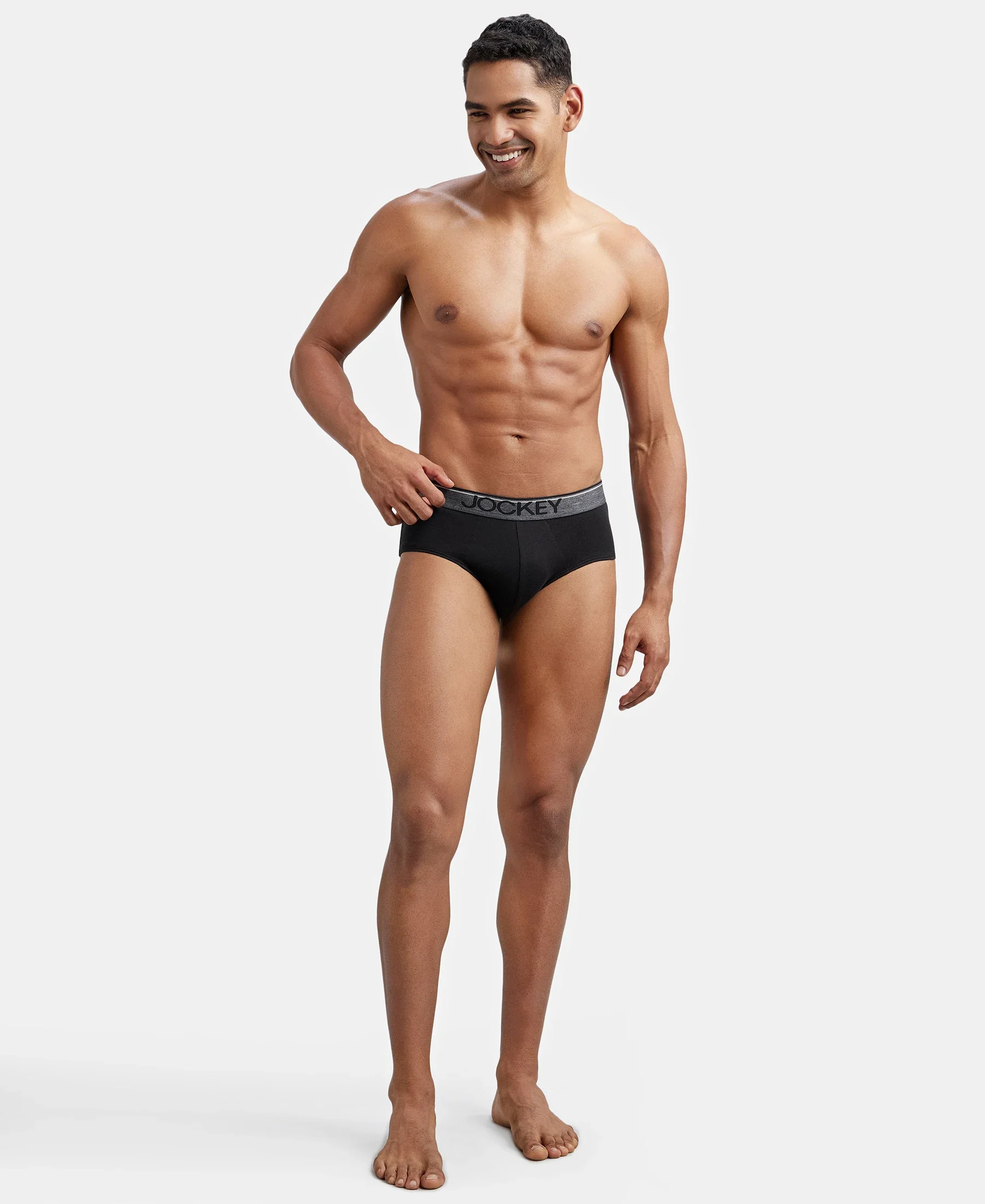 Super Combed Cotton Solid Brief with Ultrasoft Waistband - Black - Image 6