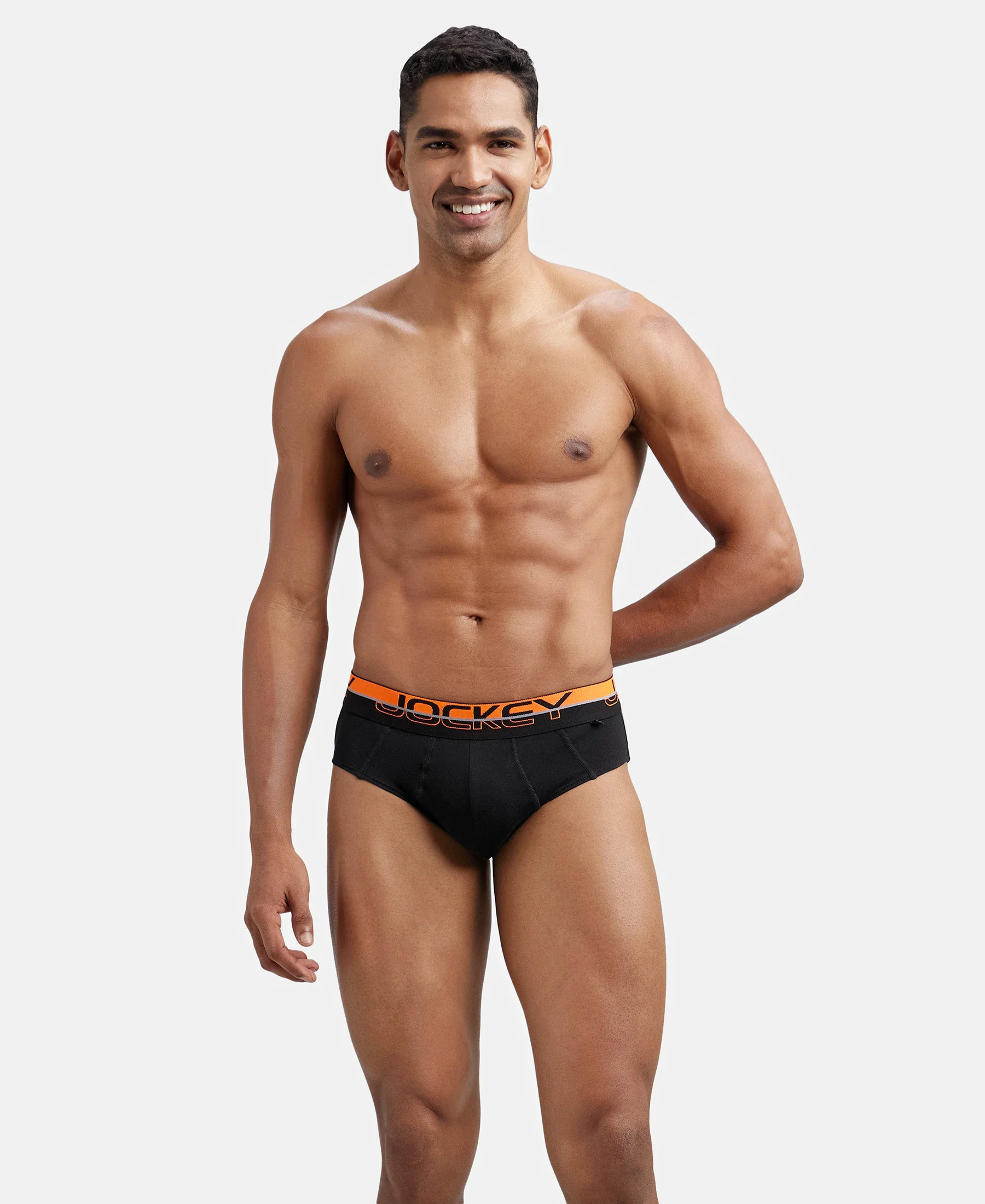 Super Combed Cotton Solid Brief with Ultrasoft Waistband - Black - Image 5
