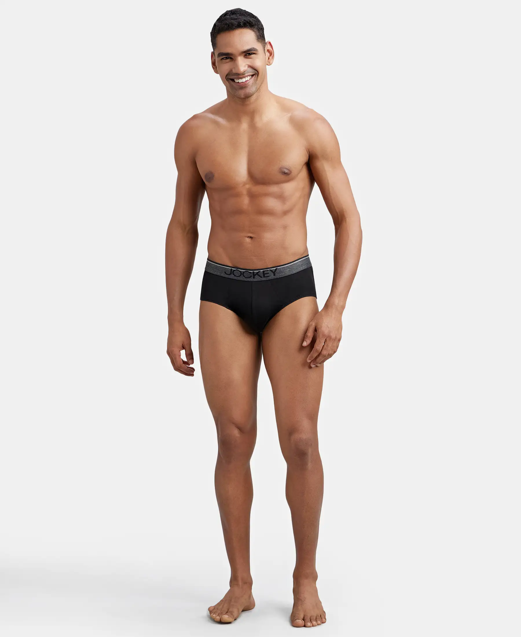 Super Combed Cotton Solid Brief with Ultrasoft Waistband - Black (Pack of 3) - Image 4