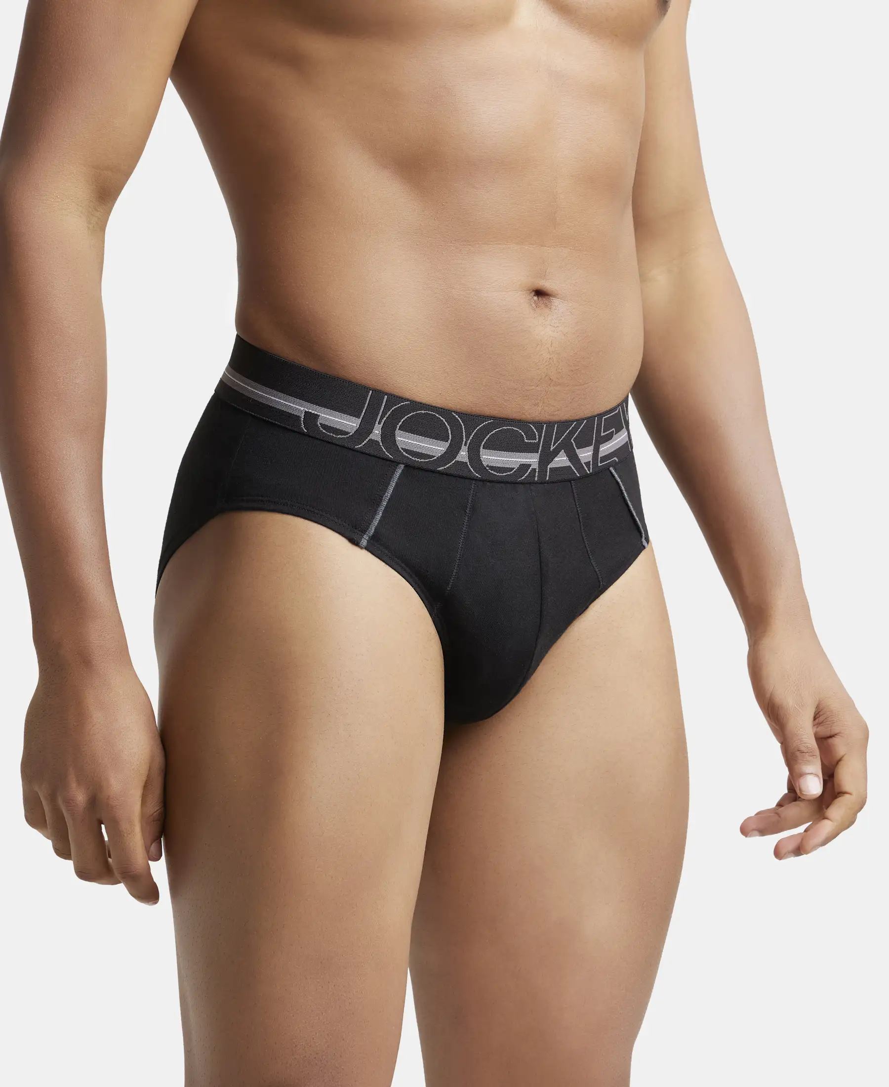Super Combed Cotton Solid Brief with Ultrasoft Waistband - Black - Image 2