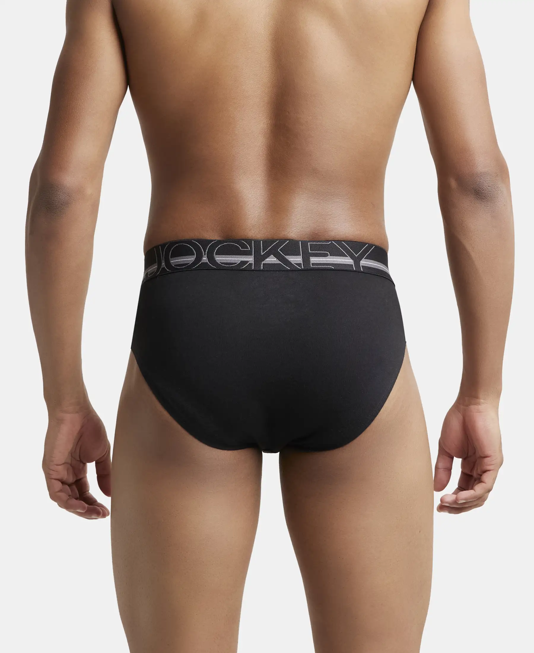 Super Combed Cotton Solid Brief with Ultrasoft Waistband - Black - Image 3