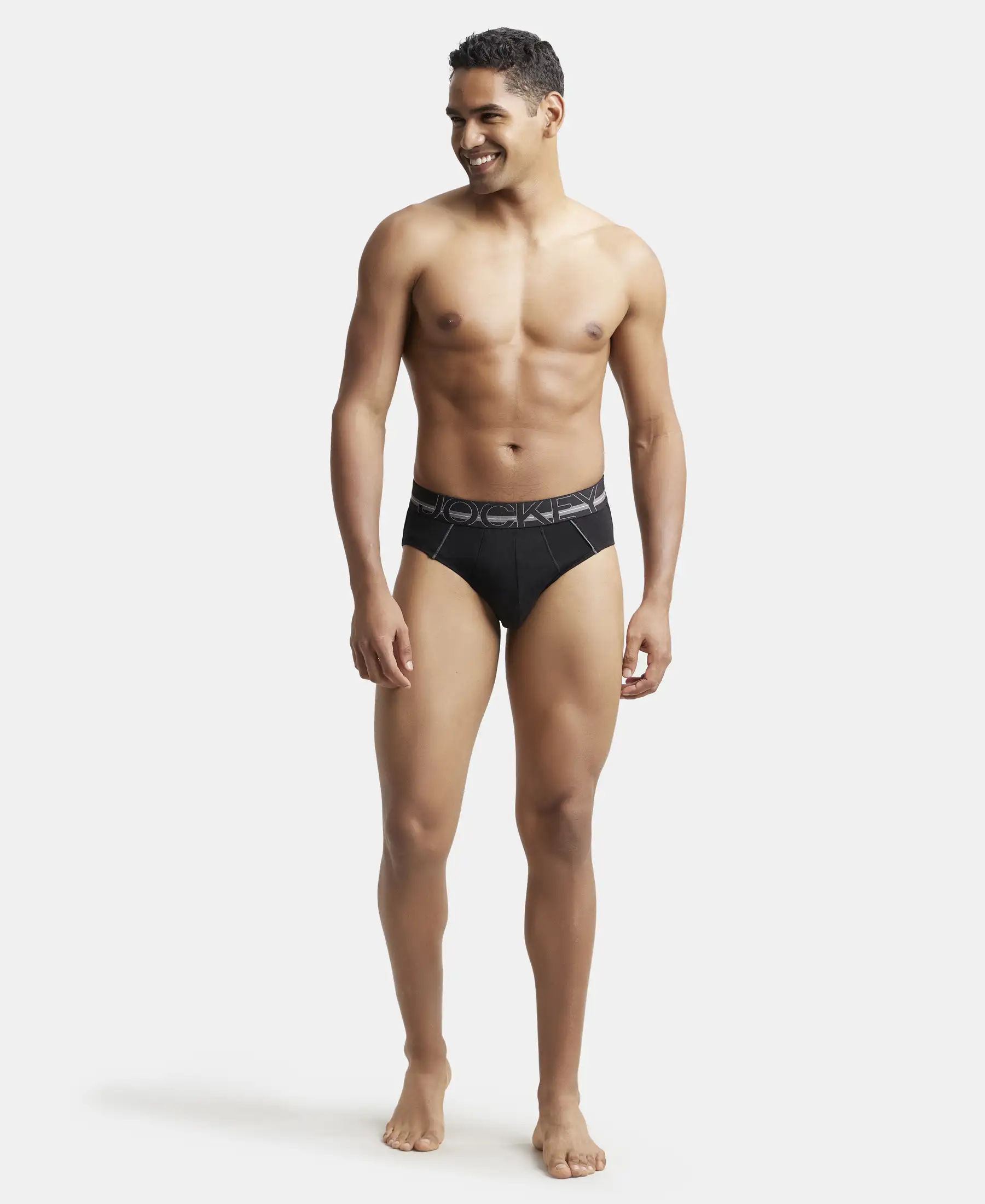 Super Combed Cotton Solid Brief with Ultrasoft Waistband - Black - Image 4