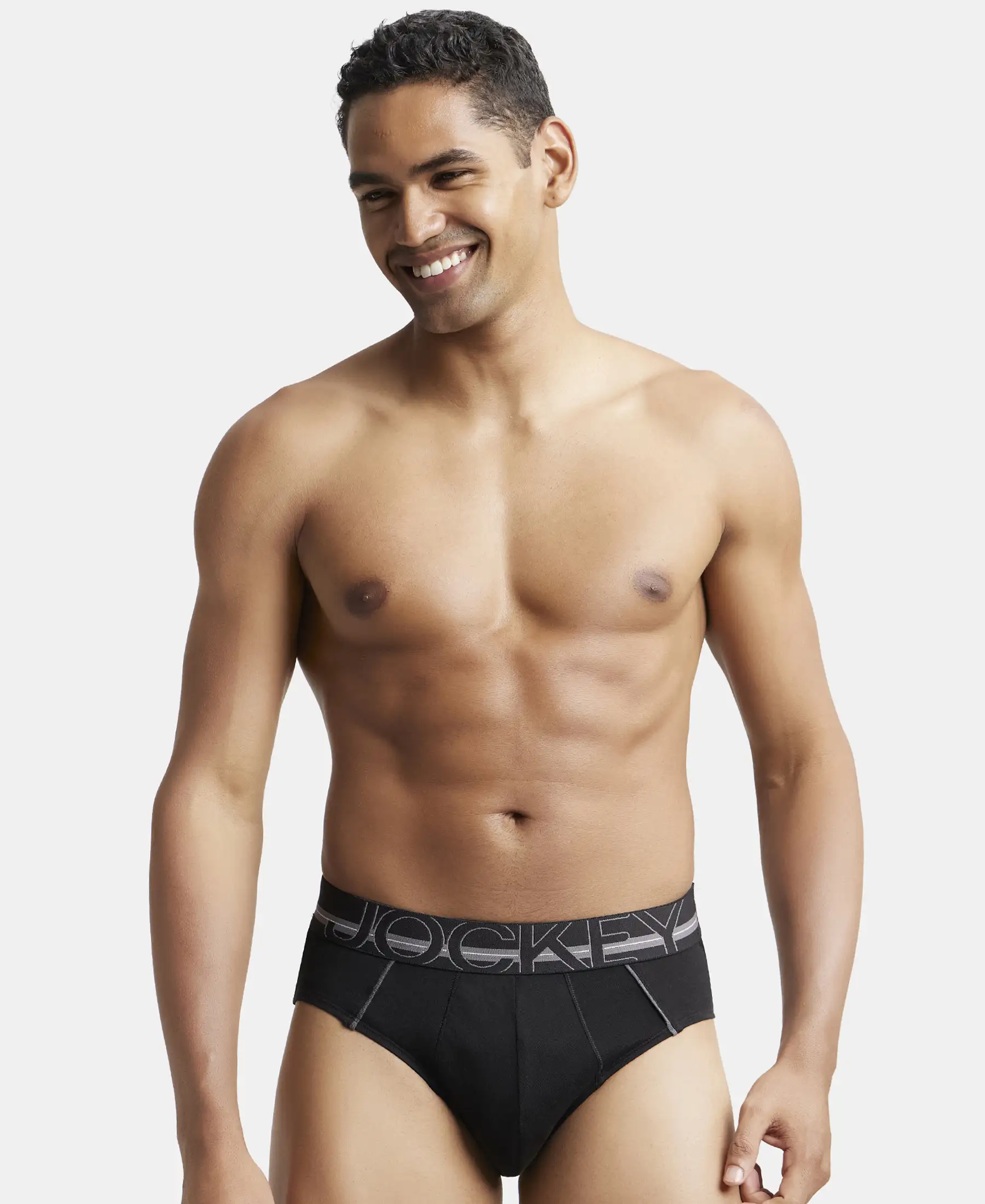 Super Combed Cotton Solid Brief with Ultrasoft Waistband - Black - Image 5