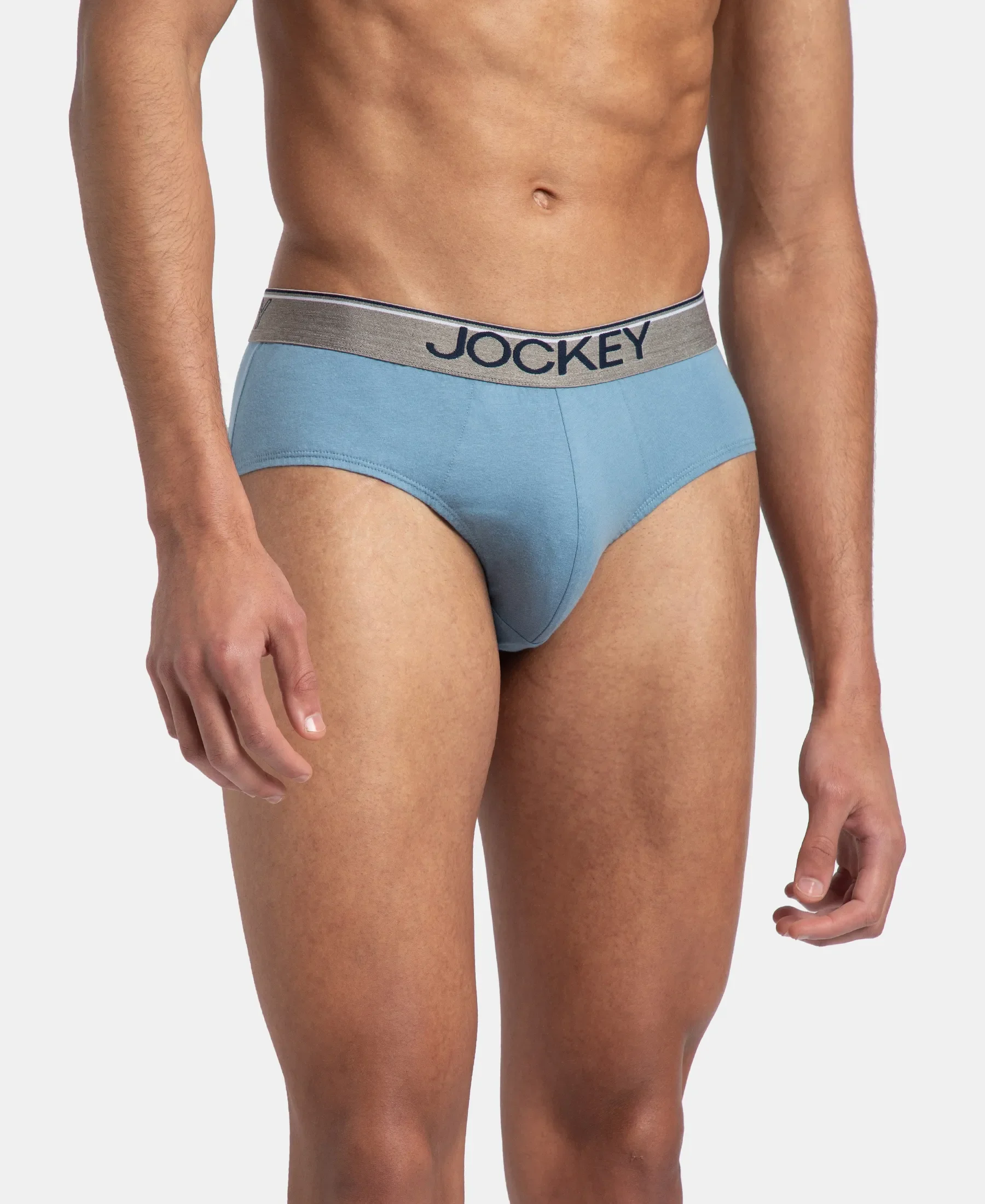 Super Combed Cotton Solid Brief with Ultrasoft Waistband - Blue Shadow - Image 2