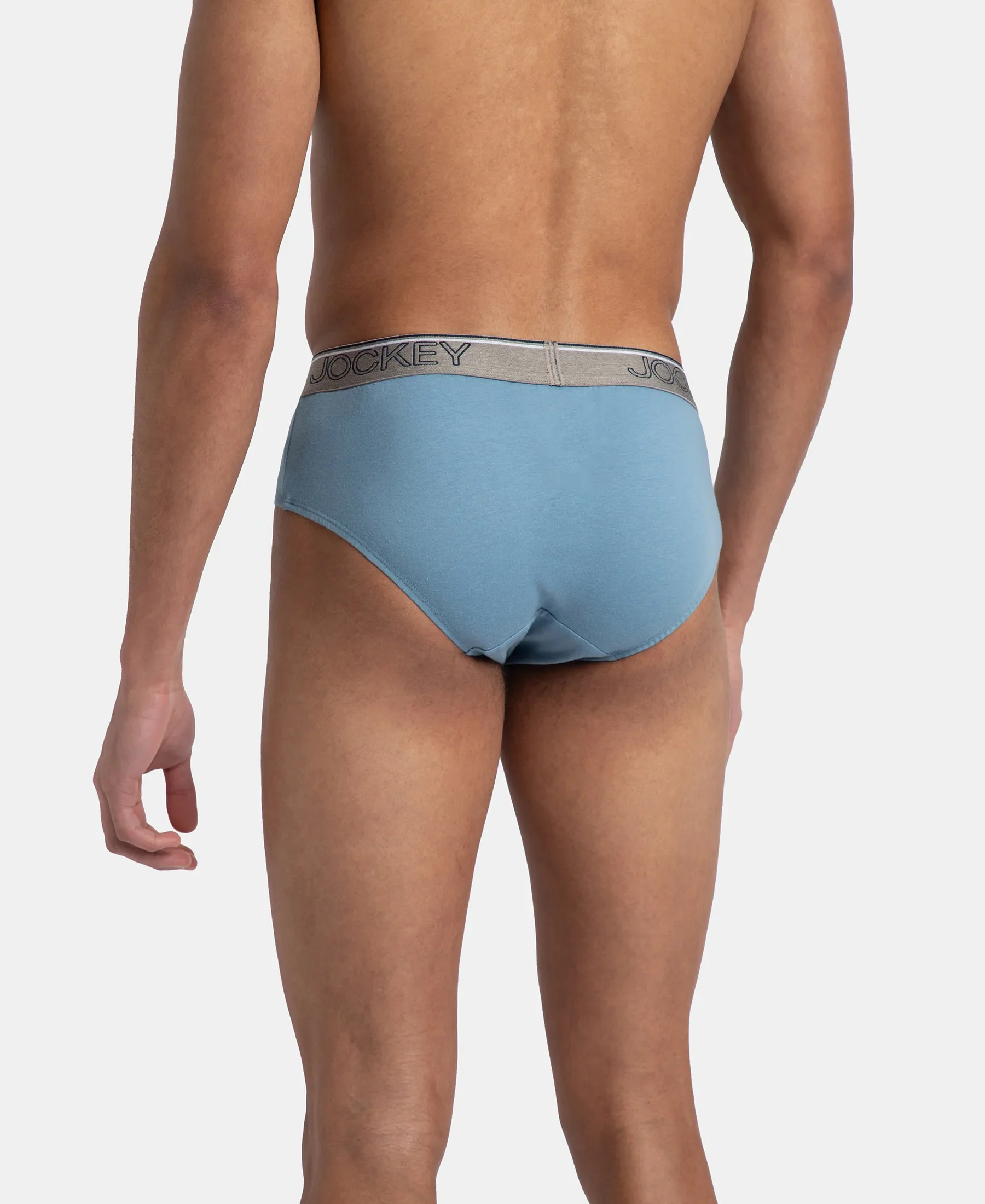 Super Combed Cotton Solid Brief with Ultrasoft Waistband - Blue Shadow - Image 3
