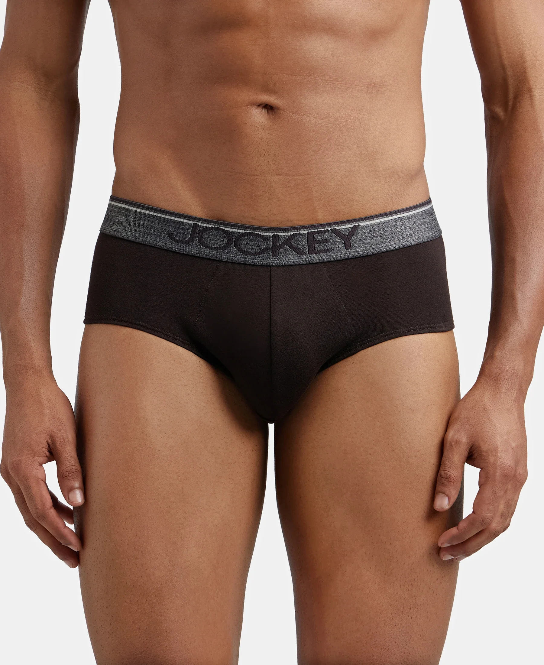 Super Combed Cotton Solid Brief with Ultrasoft Waistband - Brown
