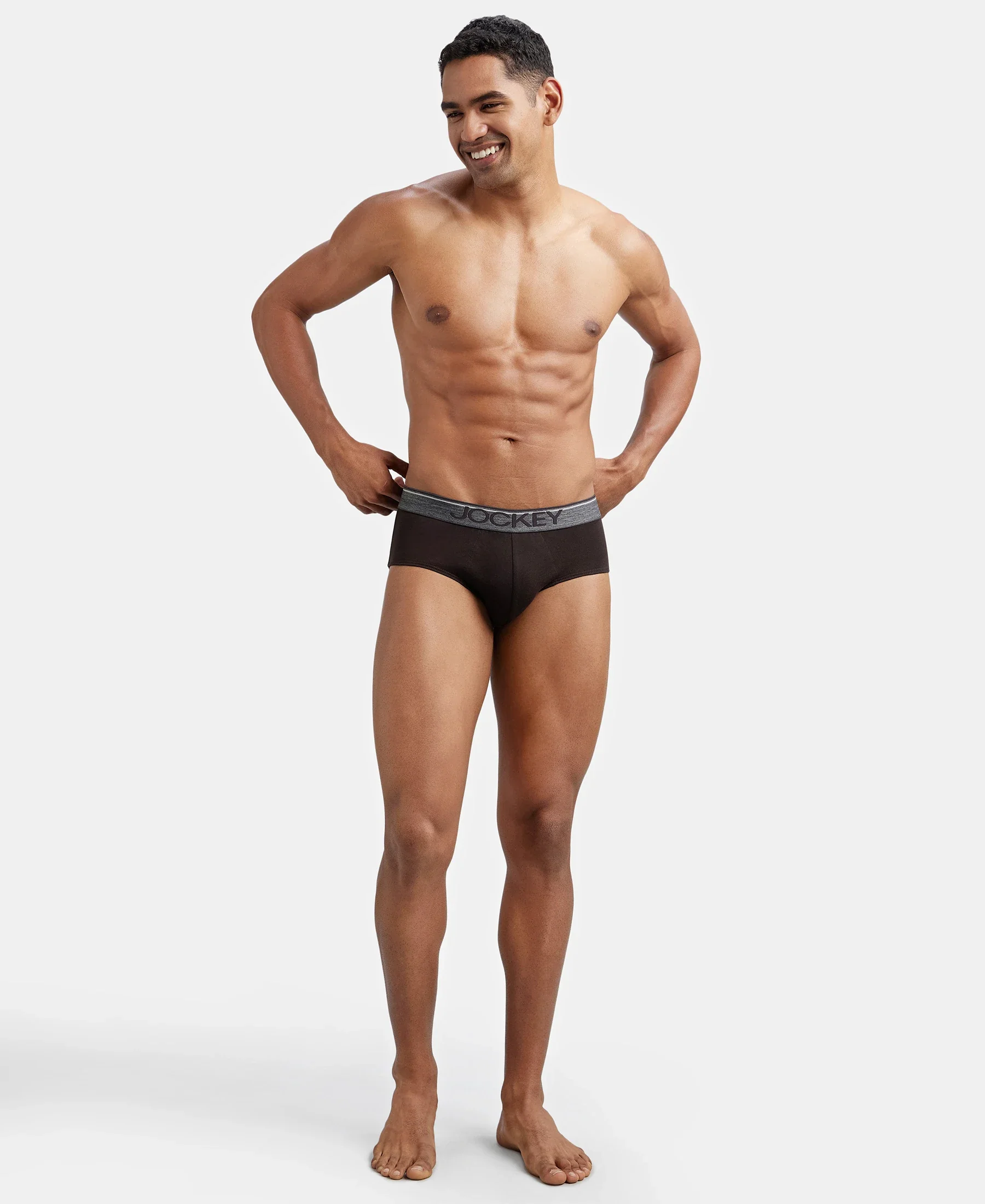 Super Combed Cotton Solid Brief with Ultrasoft Waistband - Brown - Image 6