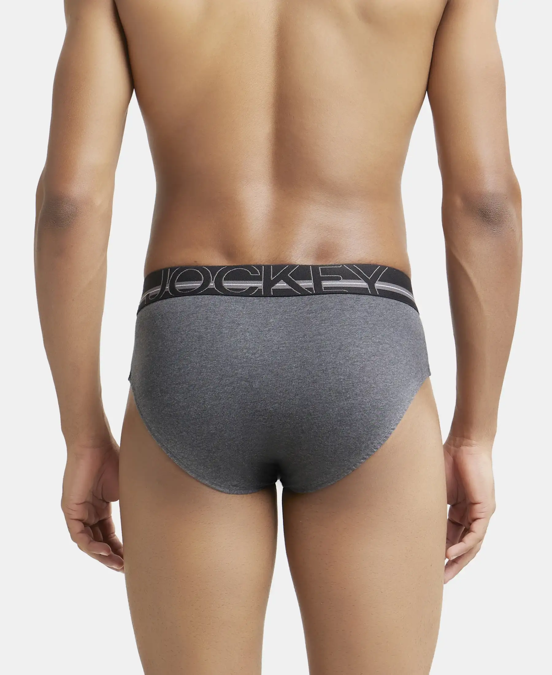 Super Combed Cotton Solid Brief with Ultrasoft Waistband - Charcoal Melange (Pack of 2) - Image 3