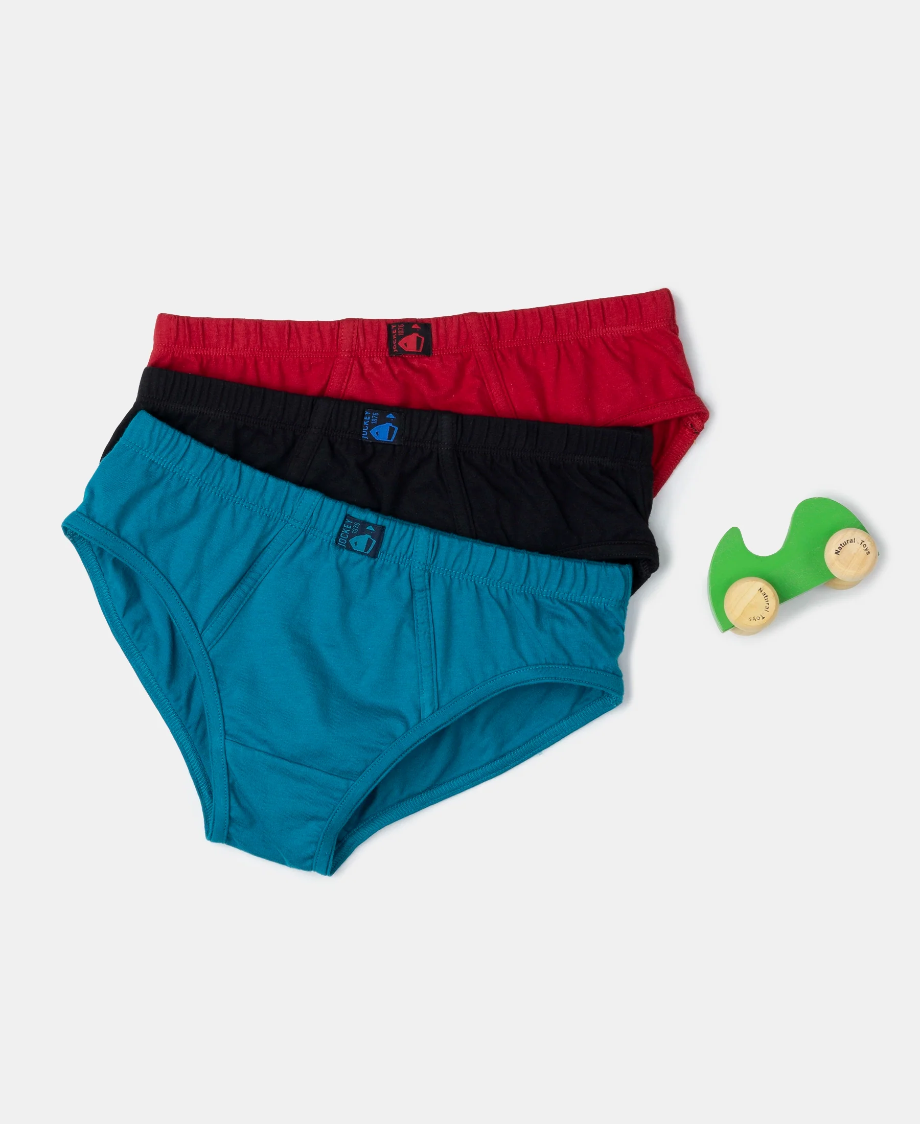 Super Combed Cotton Solid Brief with Ultrasoft Waistband - Chilli Pepper, Black & Ocean Depth (Pack of 3) - Image 5