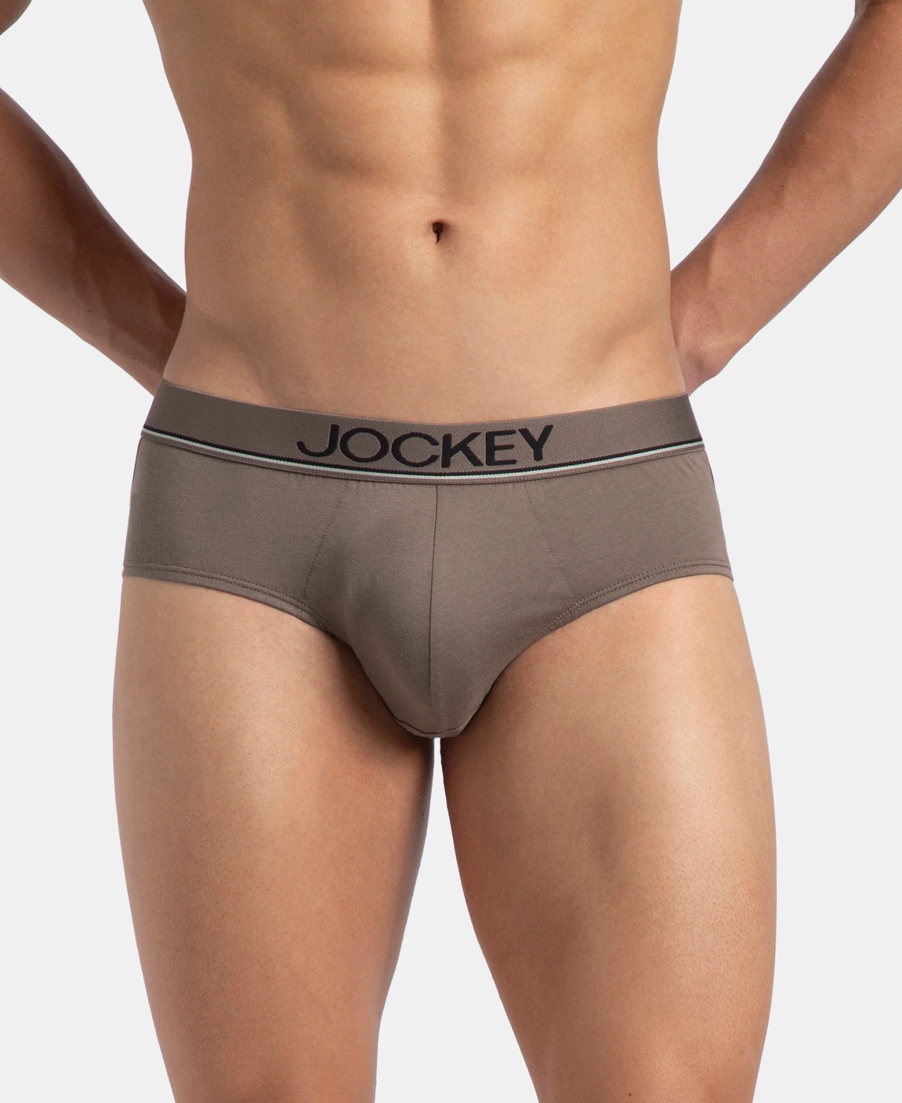 Super Combed Cotton Solid Brief with Ultrasoft Waistband - Dark Khaki