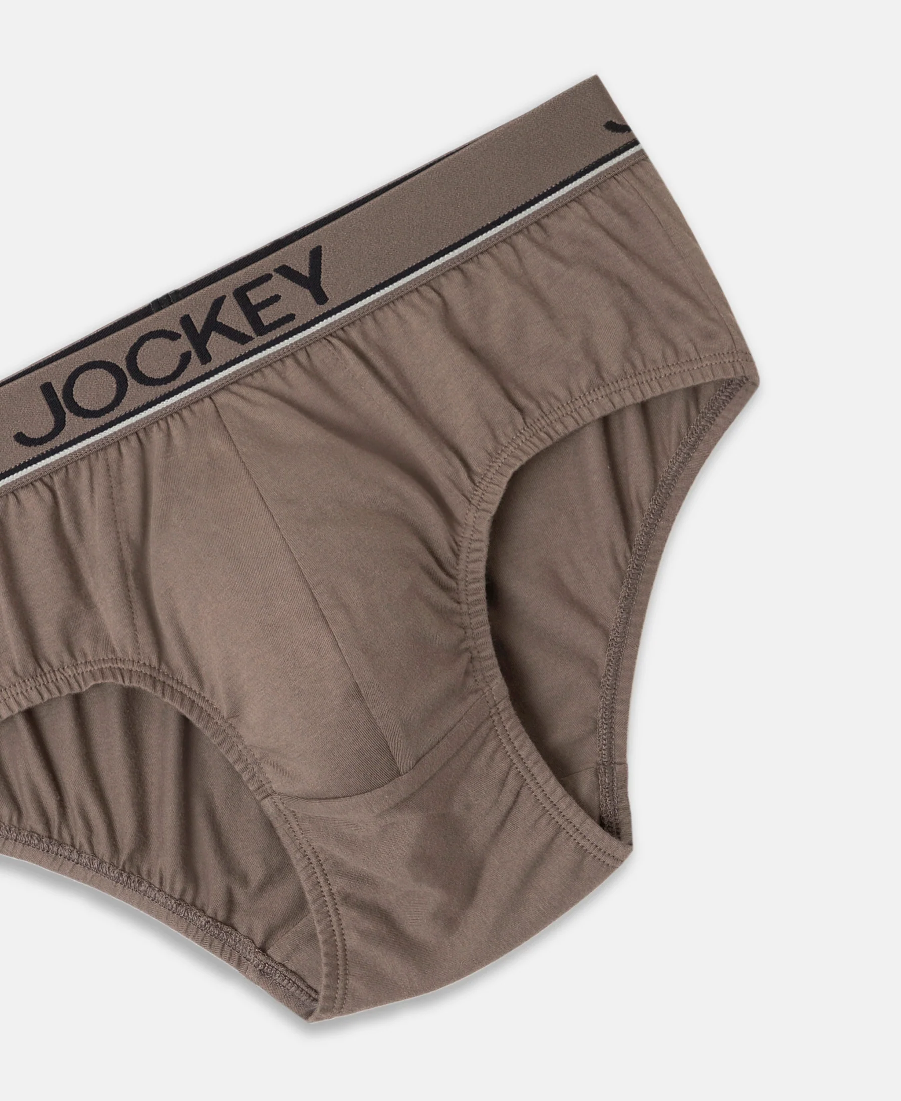 Super Combed Cotton Solid Brief with Ultrasoft Waistband - Dark Khaki - Image 8