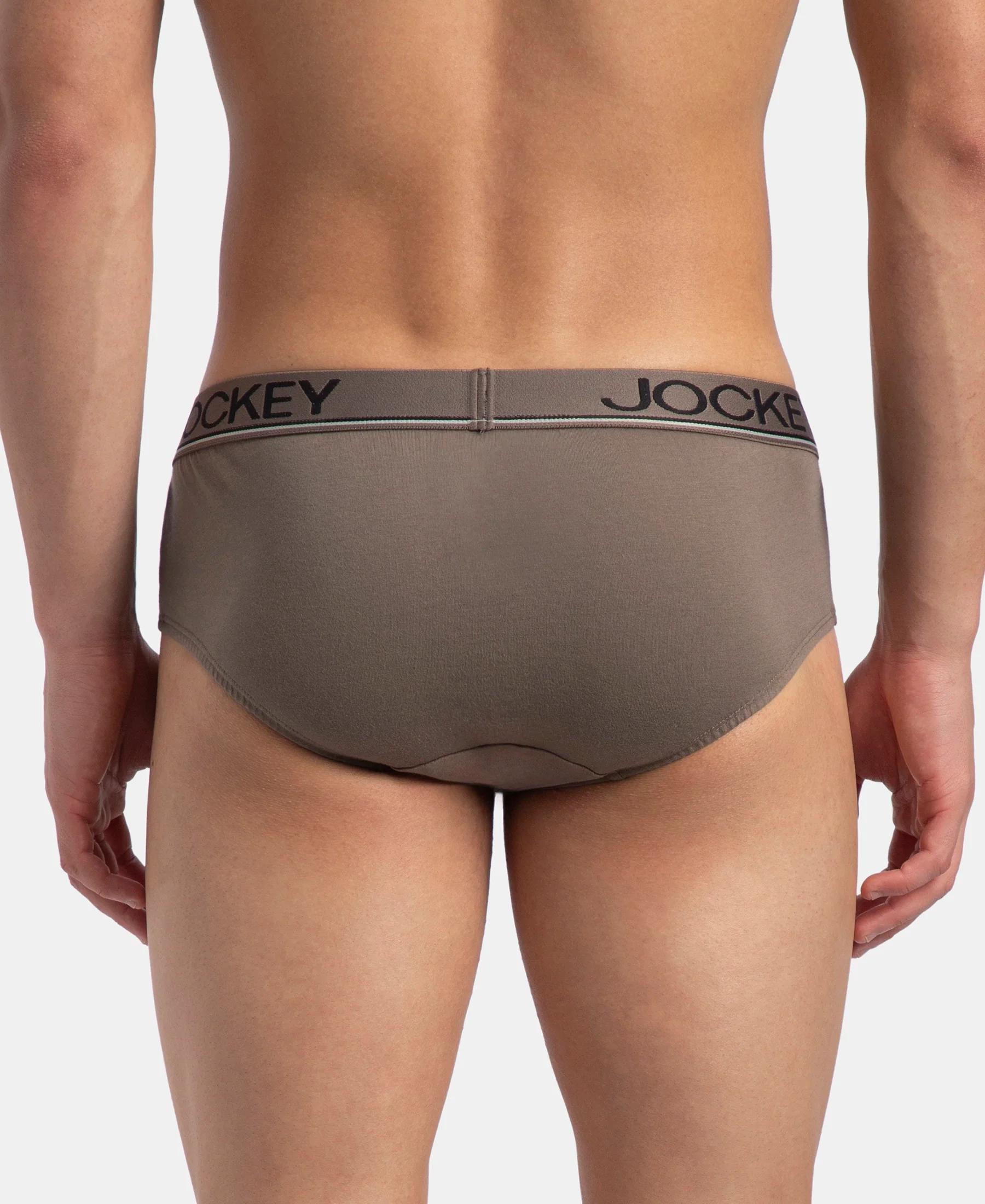 Super Combed Cotton Solid Brief with Ultrasoft Waistband - Dark Khaki (Pack of 2) - Image 3