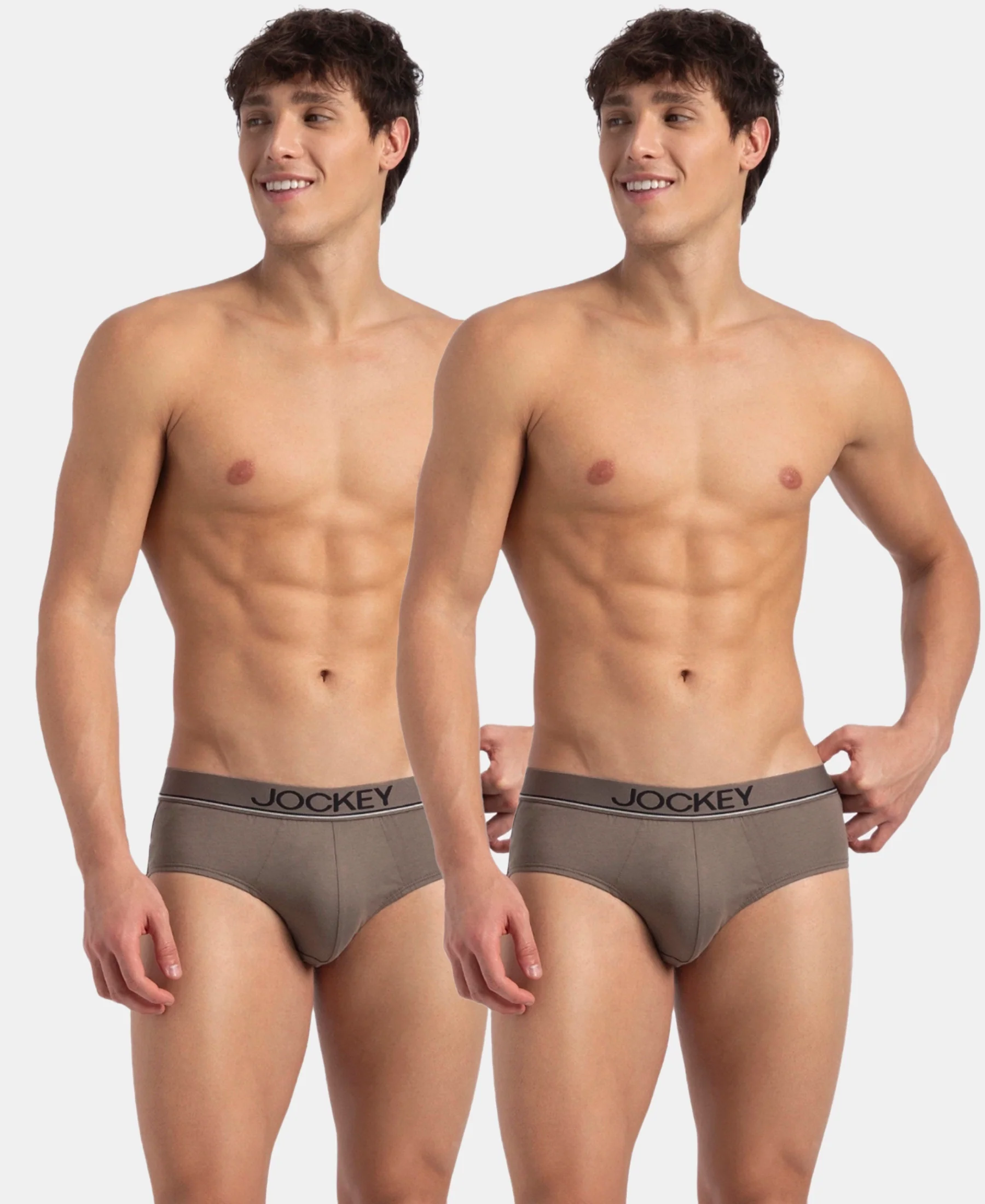 Super Combed Cotton Solid Brief with Ultrasoft Waistband - Dark Khaki (Pack of 2) - Image 5