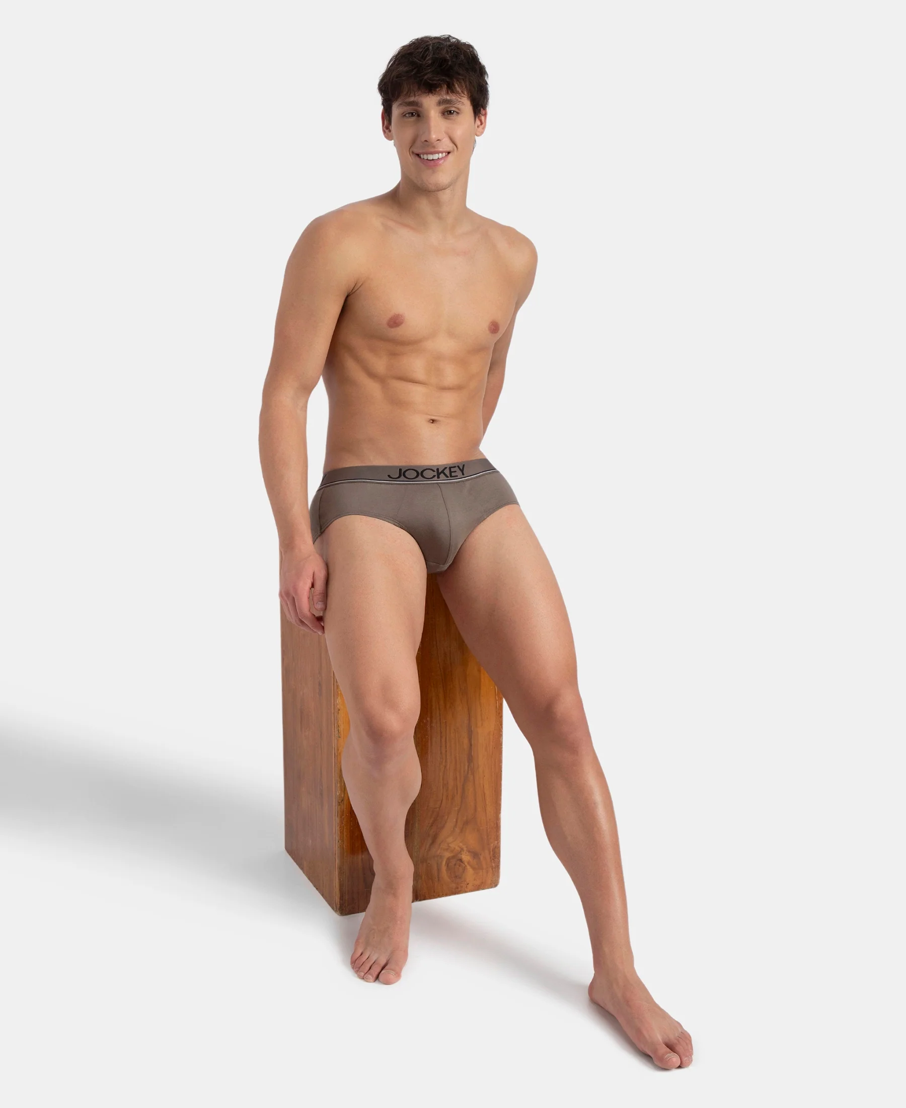 Super Combed Cotton Solid Brief with Ultrasoft Waistband - Dark Khaki (Pack of 2) - Image 6