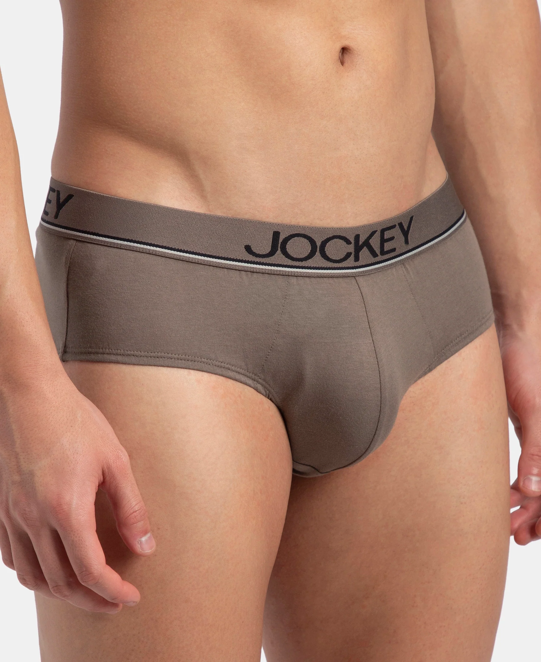 Super Combed Cotton Solid Brief with Ultrasoft Waistband - Dark Khaki (Pack of 2) - Image 7