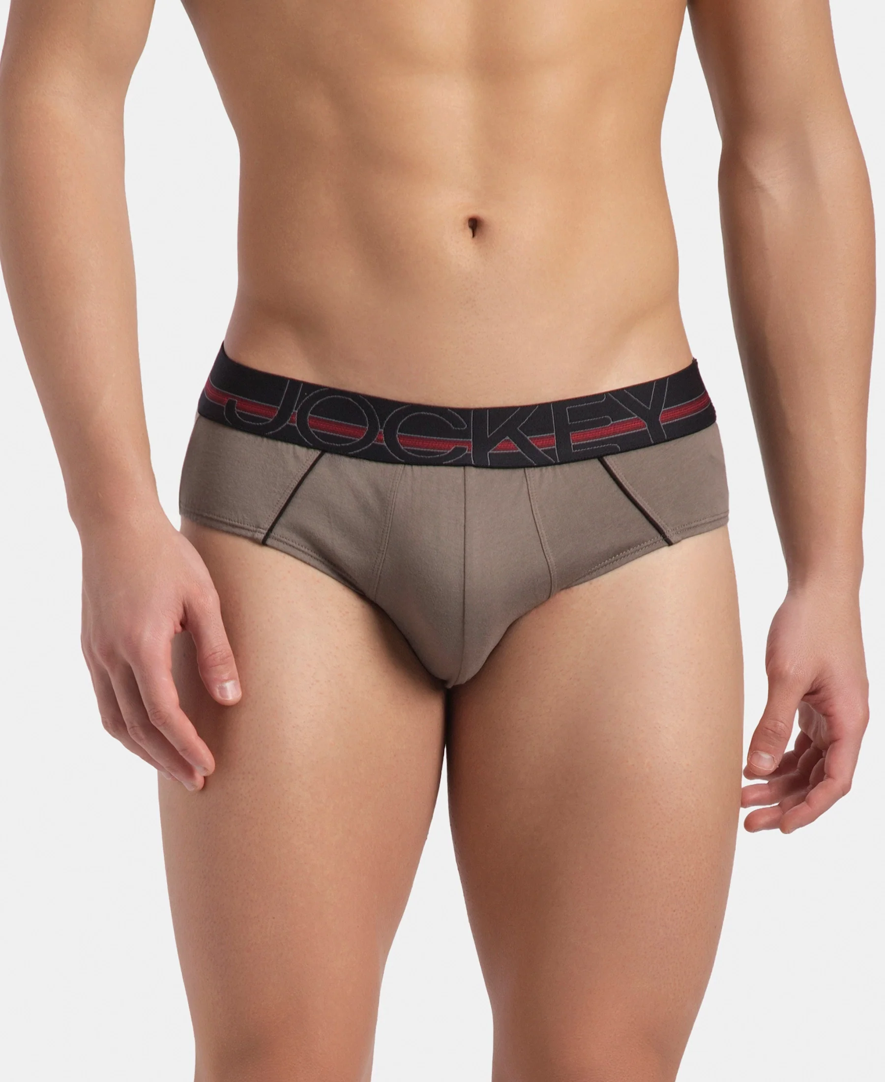 Super Combed Cotton Solid Brief with Ultrasoft Waistband - Dark Khaki (Pack of 2) - Image 2