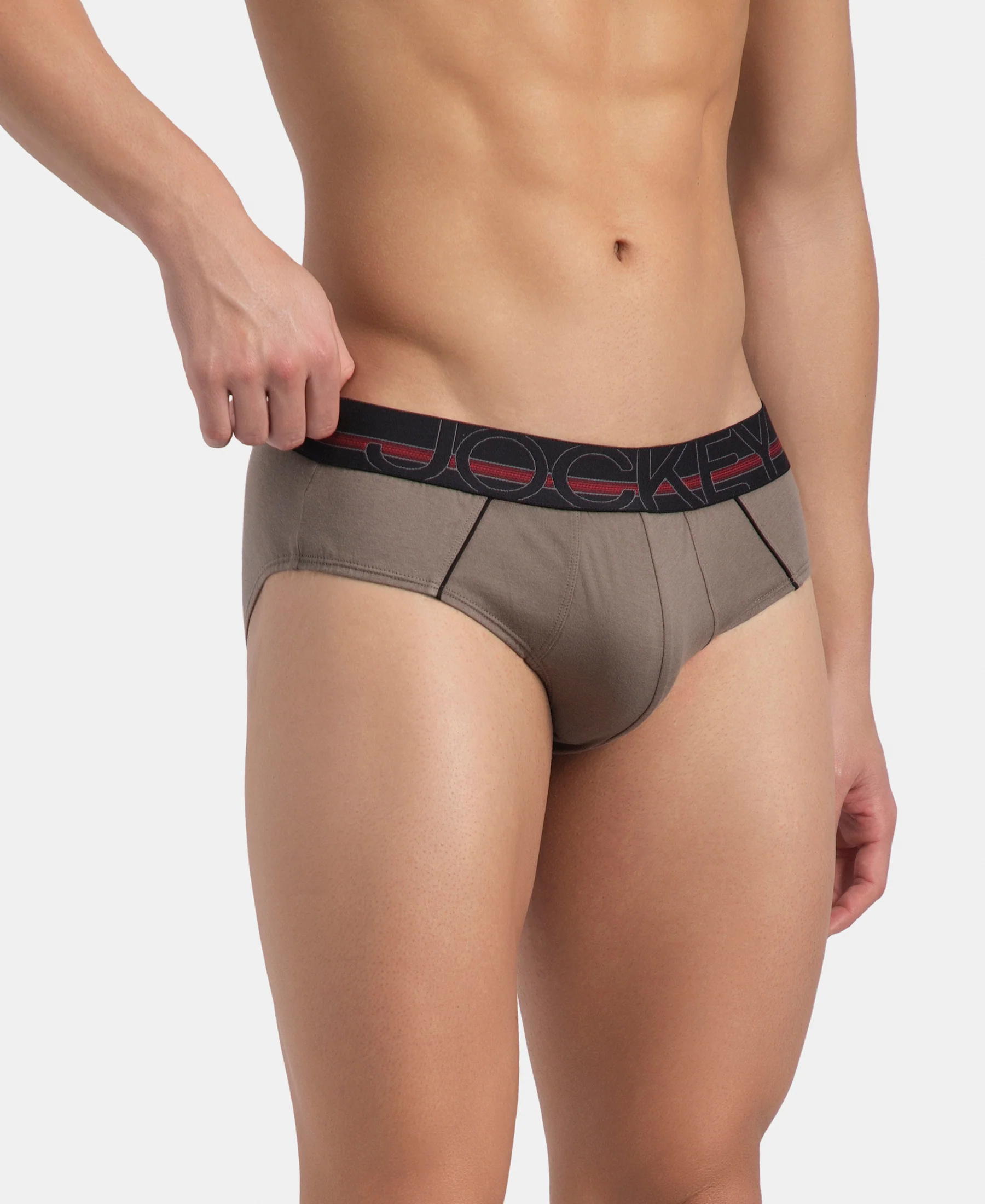 Super Combed Cotton Solid Brief with Ultrasoft Waistband - Dark Khaki - Image 2
