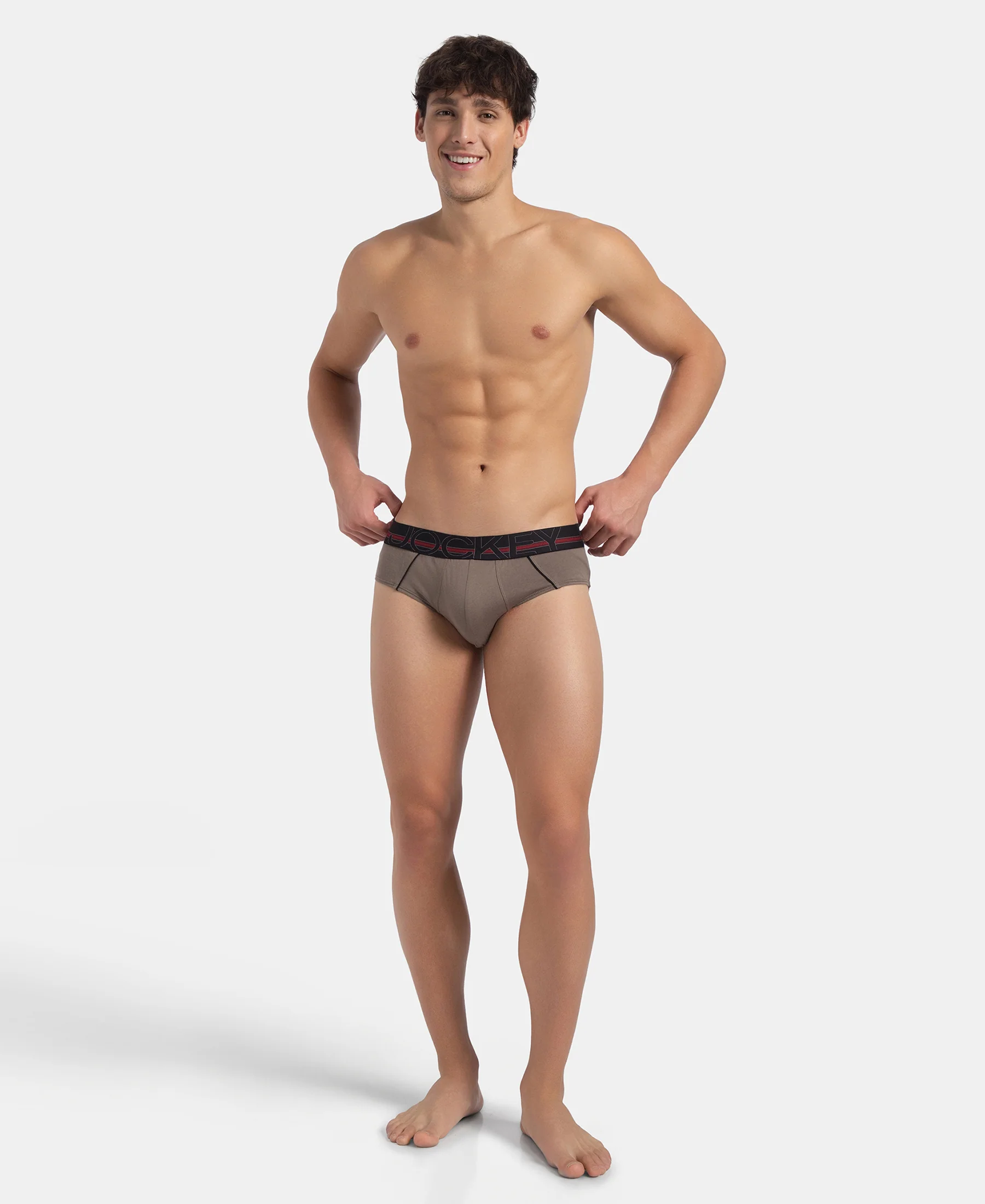 Super Combed Cotton Solid Brief with Ultrasoft Waistband - Dark Khaki - Image 6