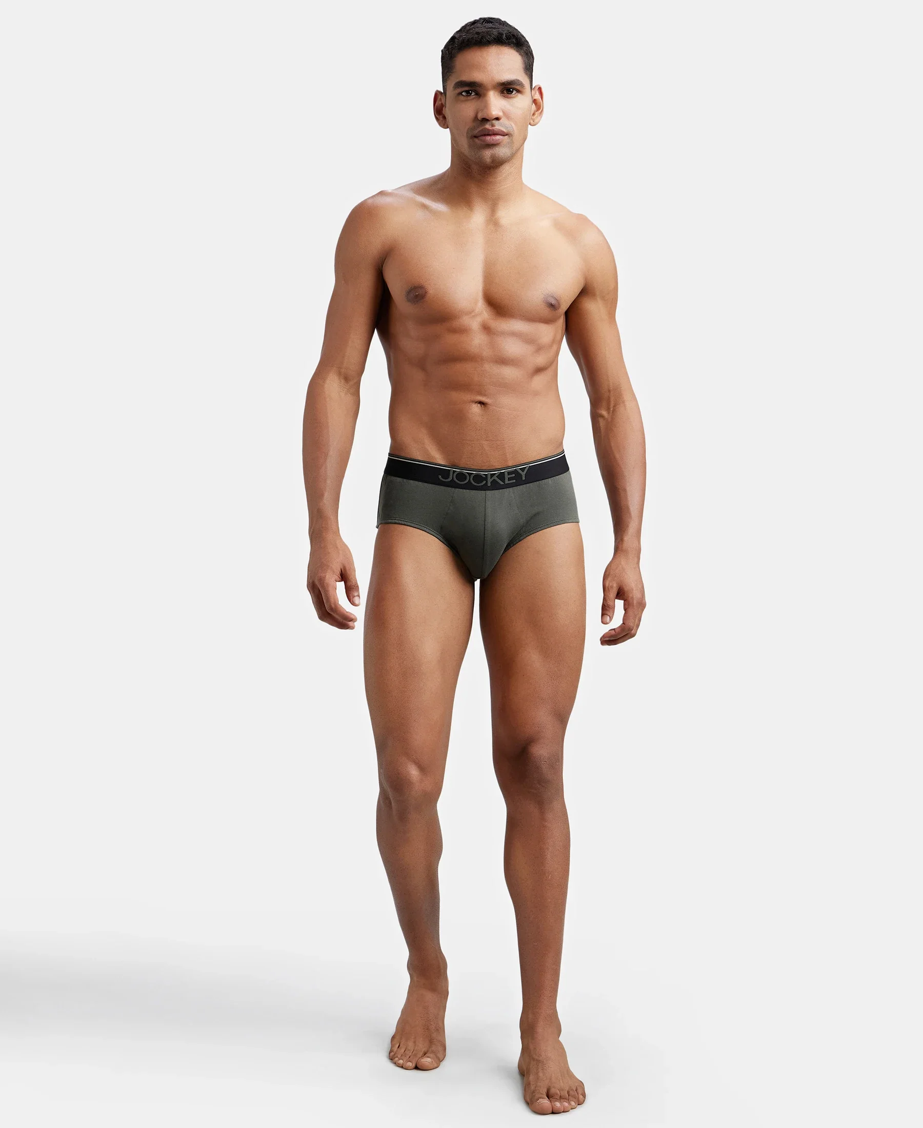 Super Combed Cotton Solid Brief with Ultrasoft Waistband - Deep Olive - Image 4