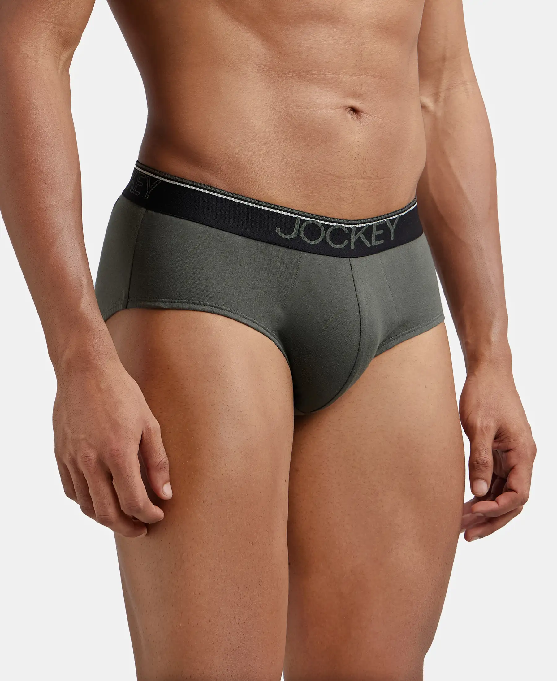 Super Combed Cotton Solid Brief with Ultrasoft Waistband - Deep Olive (Pack of 2) - Image 2