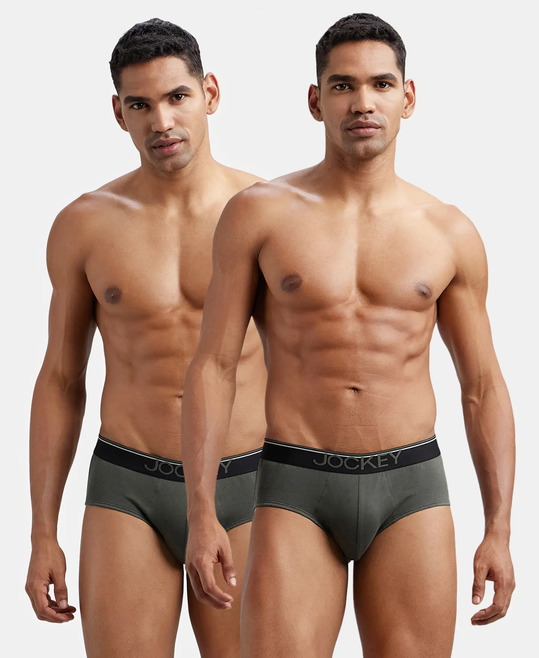 Super Combed Cotton Solid Brief with Ultrasoft Waistband - Deep Olive (Pack of 2) - Image 5