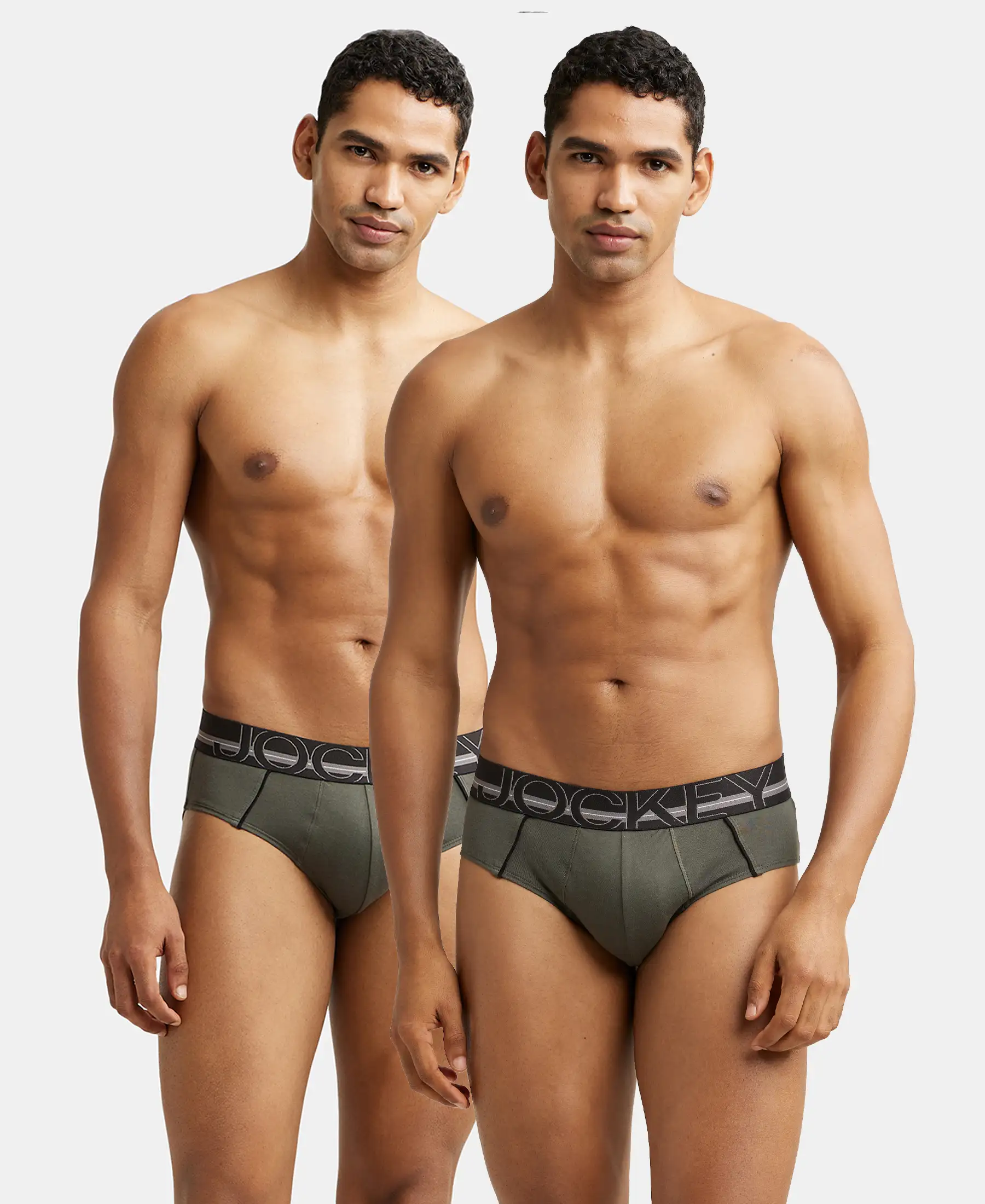Super Combed Cotton Solid Brief with Ultrasoft Waistband - Deep Olive (Pack of 2)