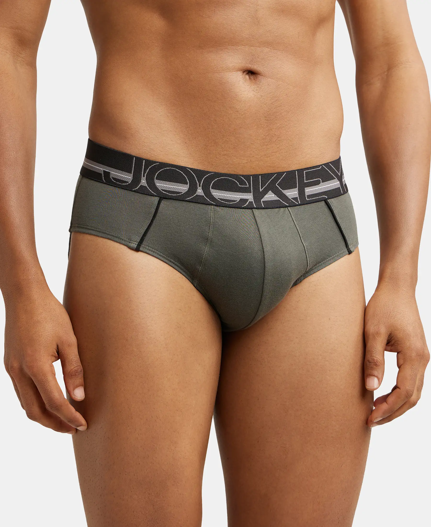 Super Combed Cotton Solid Brief with Ultrasoft Waistband - Deep Olive (Pack of 2) - Image 2