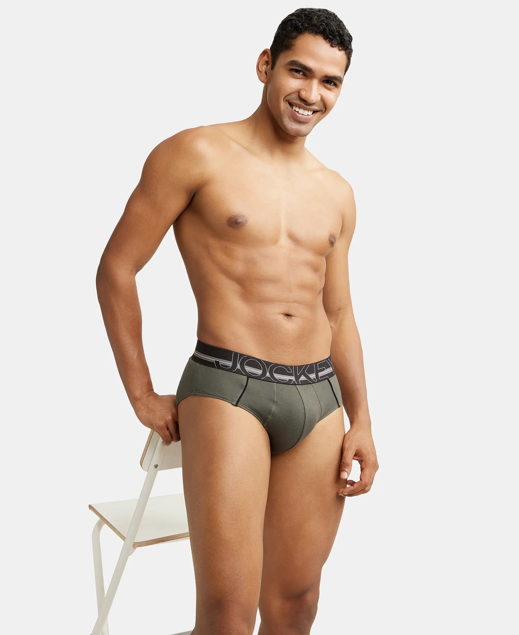 Super Combed Cotton Solid Brief with Ultrasoft Waistband - Deep Olive (Pack of 2) - Image 9