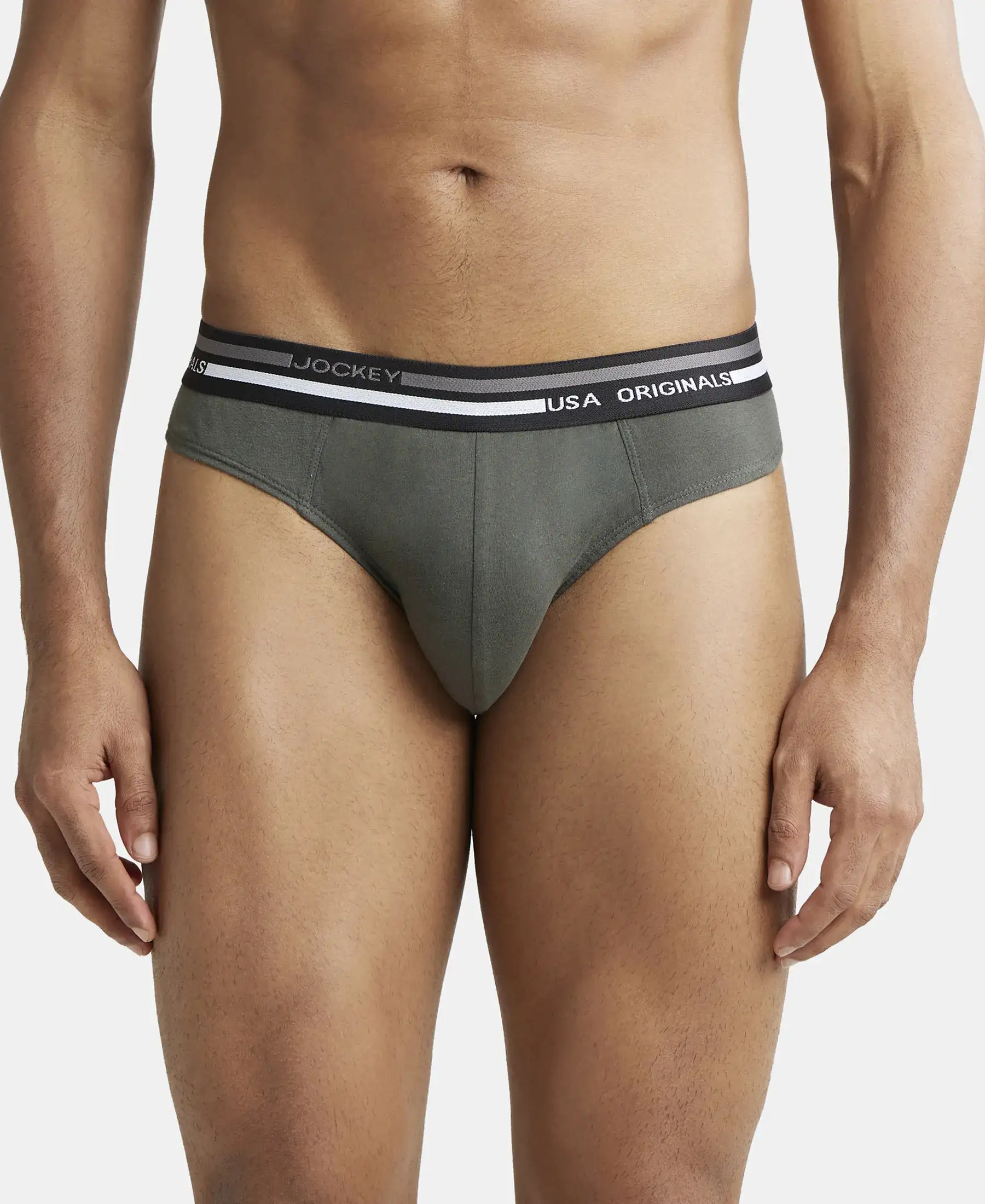 Super Combed Cotton Solid Brief with Ultrasoft Waistband - Deep Olive (Pack of 2) - Image 6