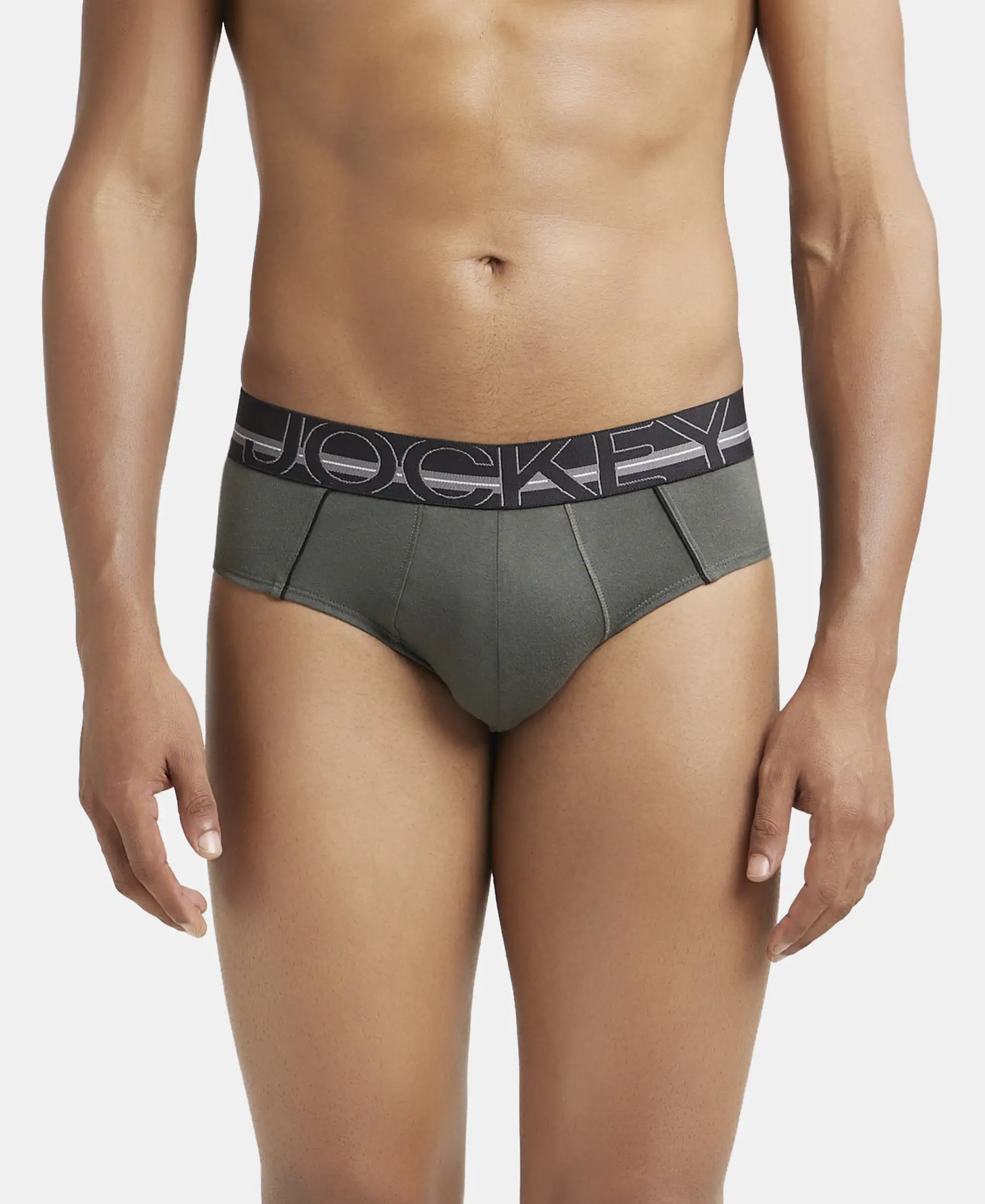 Super Combed Cotton Solid Brief with Ultrasoft Waistband - Deep Olive