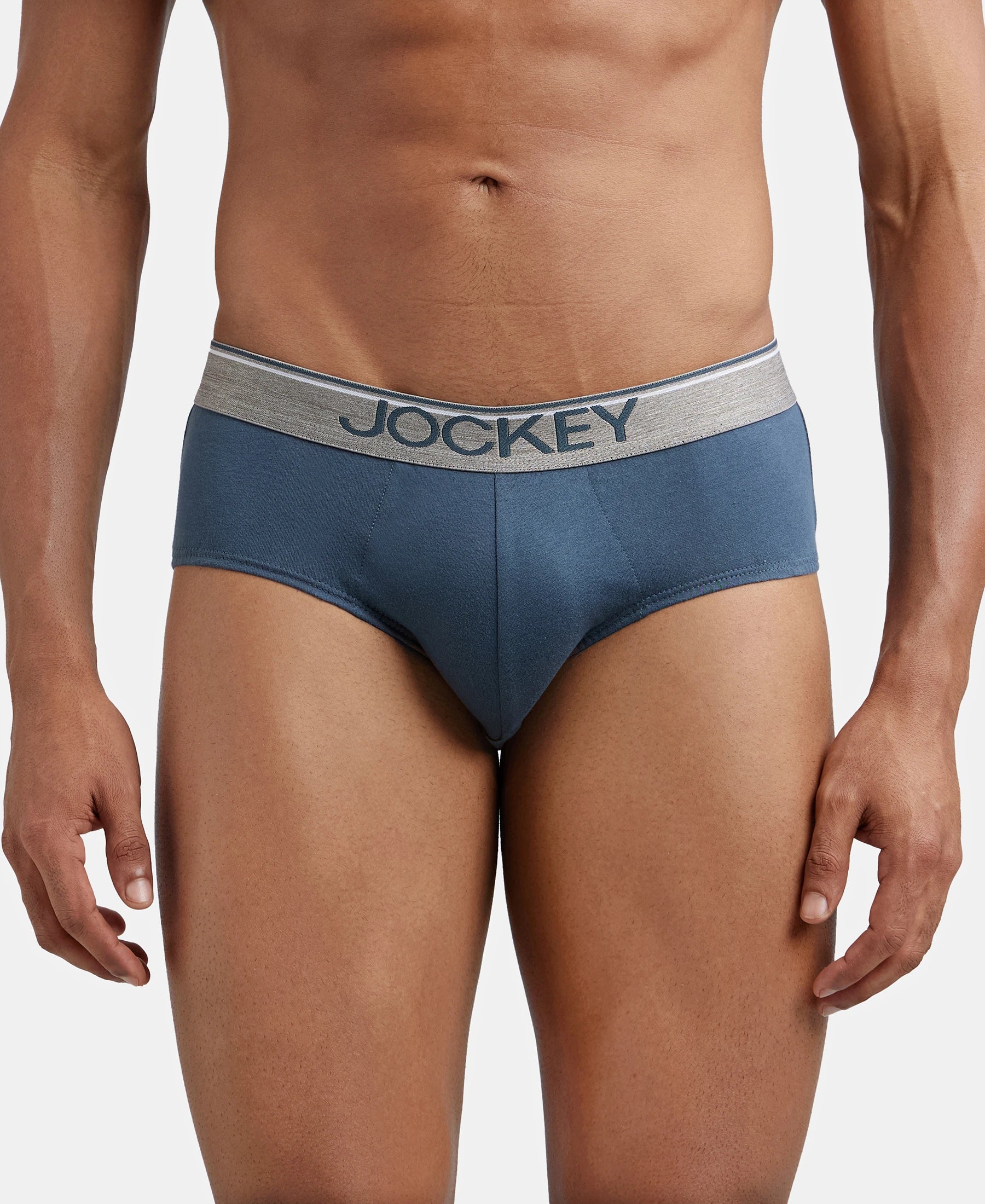 Super Combed Cotton Solid Brief with Ultrasoft Waistband - Deep Slate
