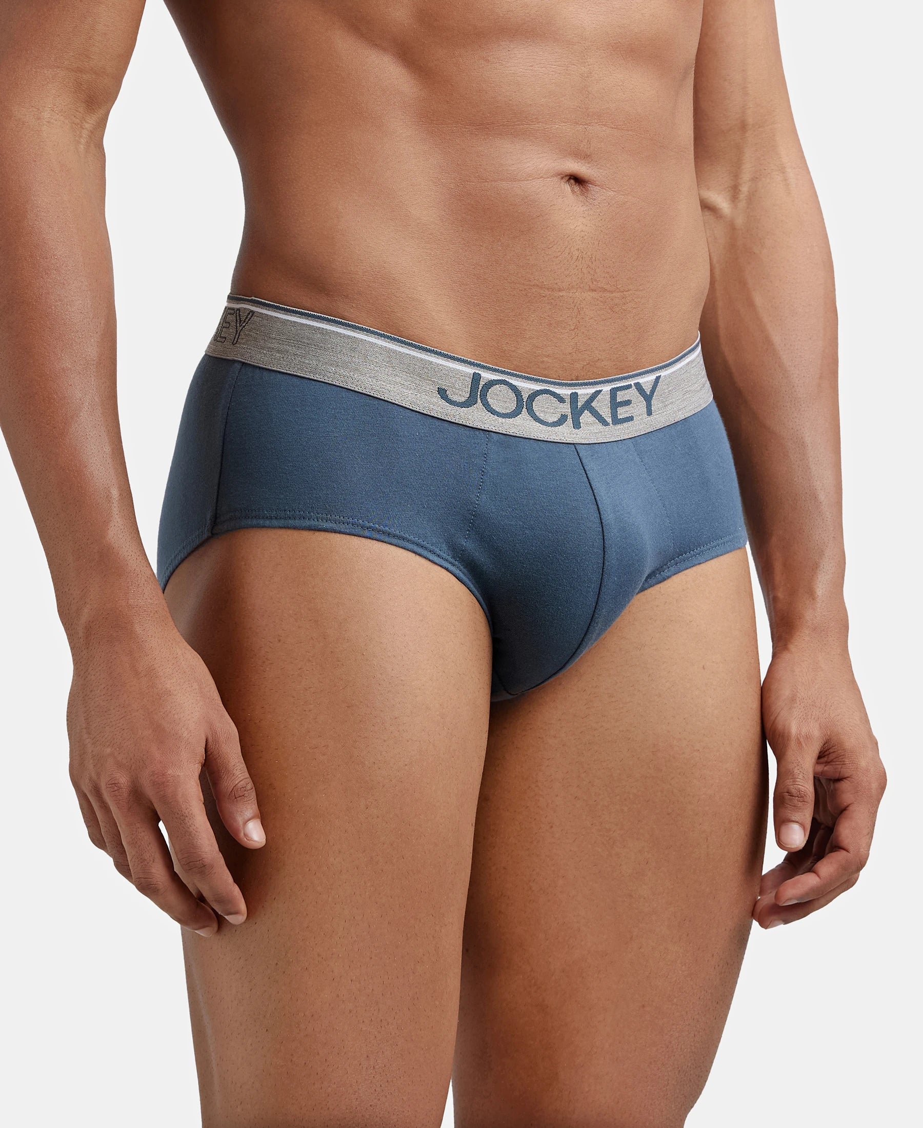Super Combed Cotton Solid Brief with Ultrasoft Waistband - Deep Slate - Image 2