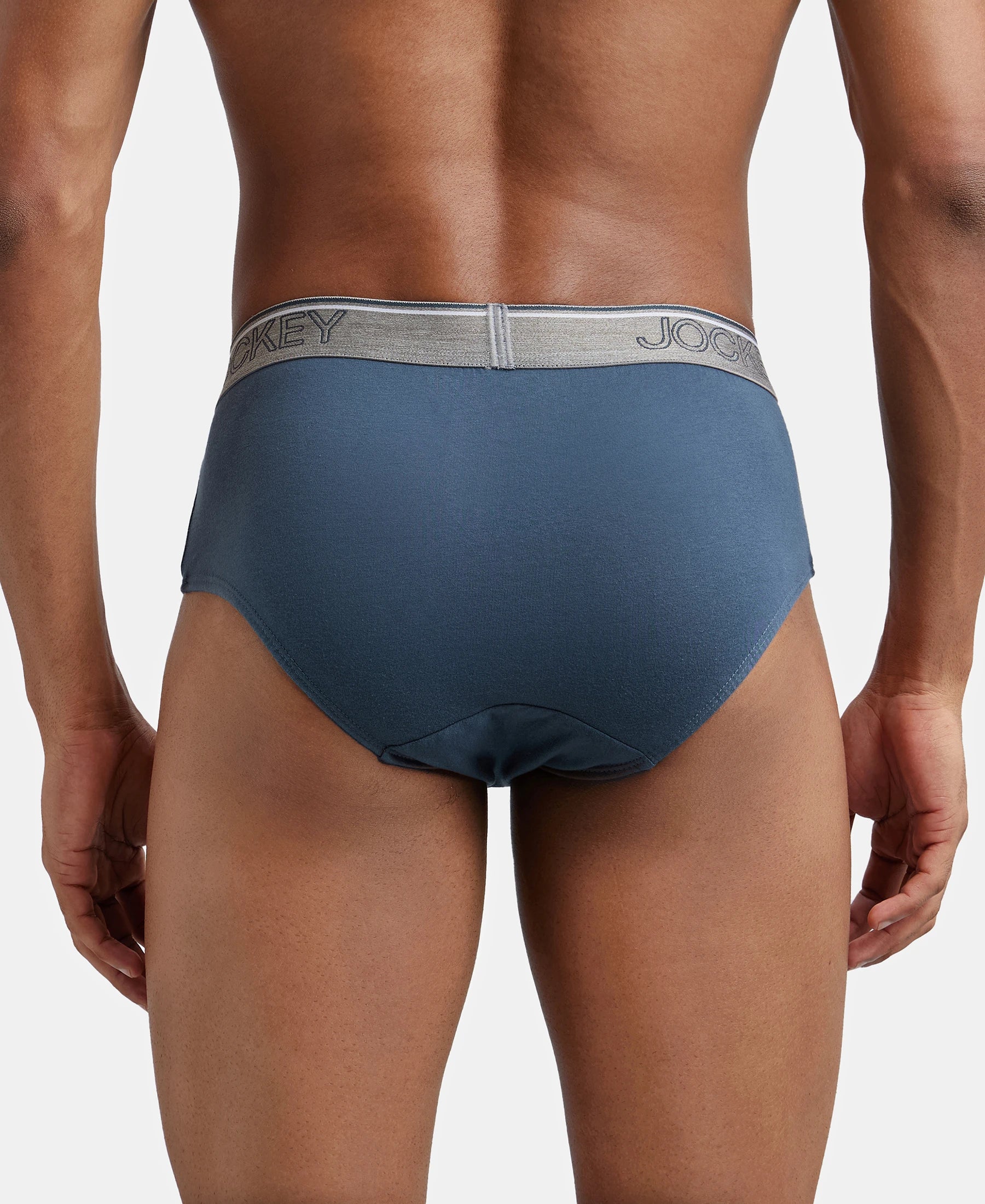Super Combed Cotton Solid Brief with Ultrasoft Waistband - Deep Slate - Image 3