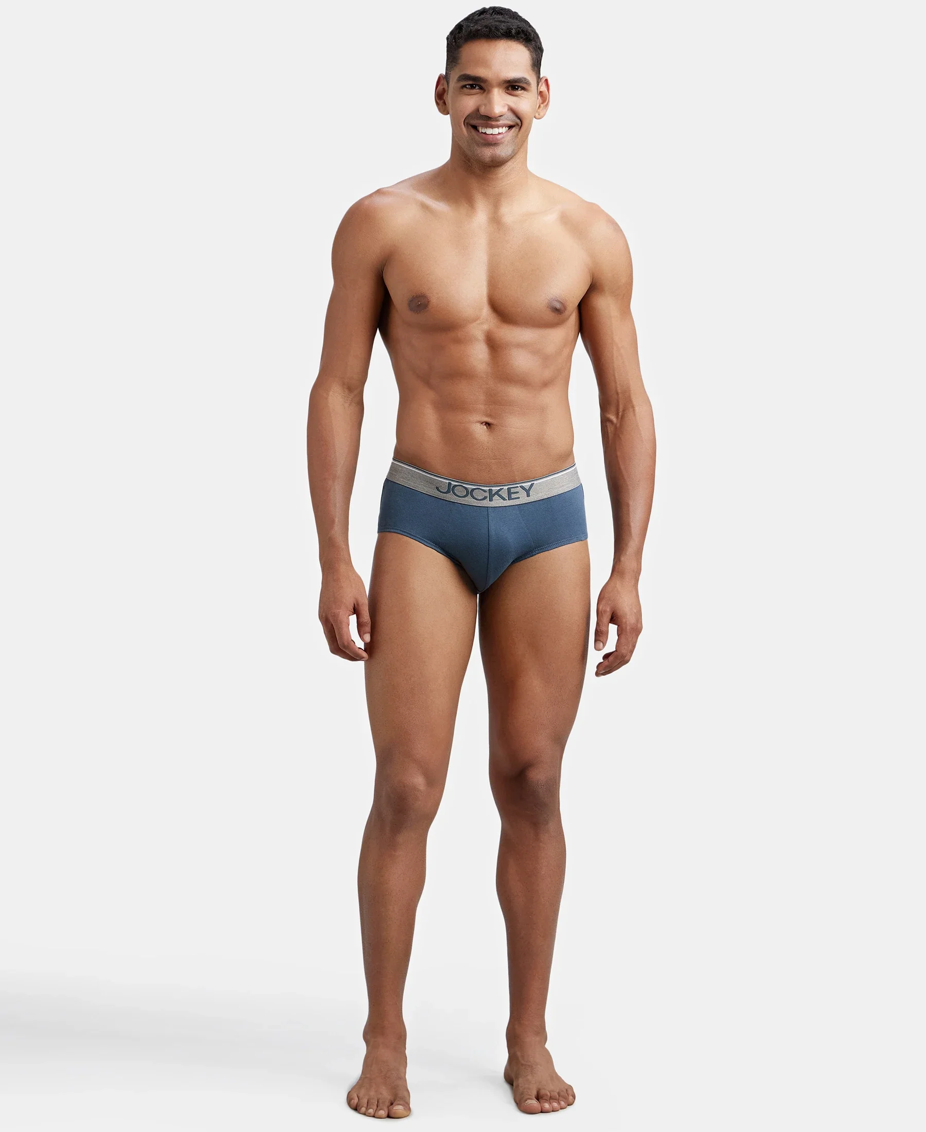 Super Combed Cotton Solid Brief with Ultrasoft Waistband - Deep Slate - Image 4