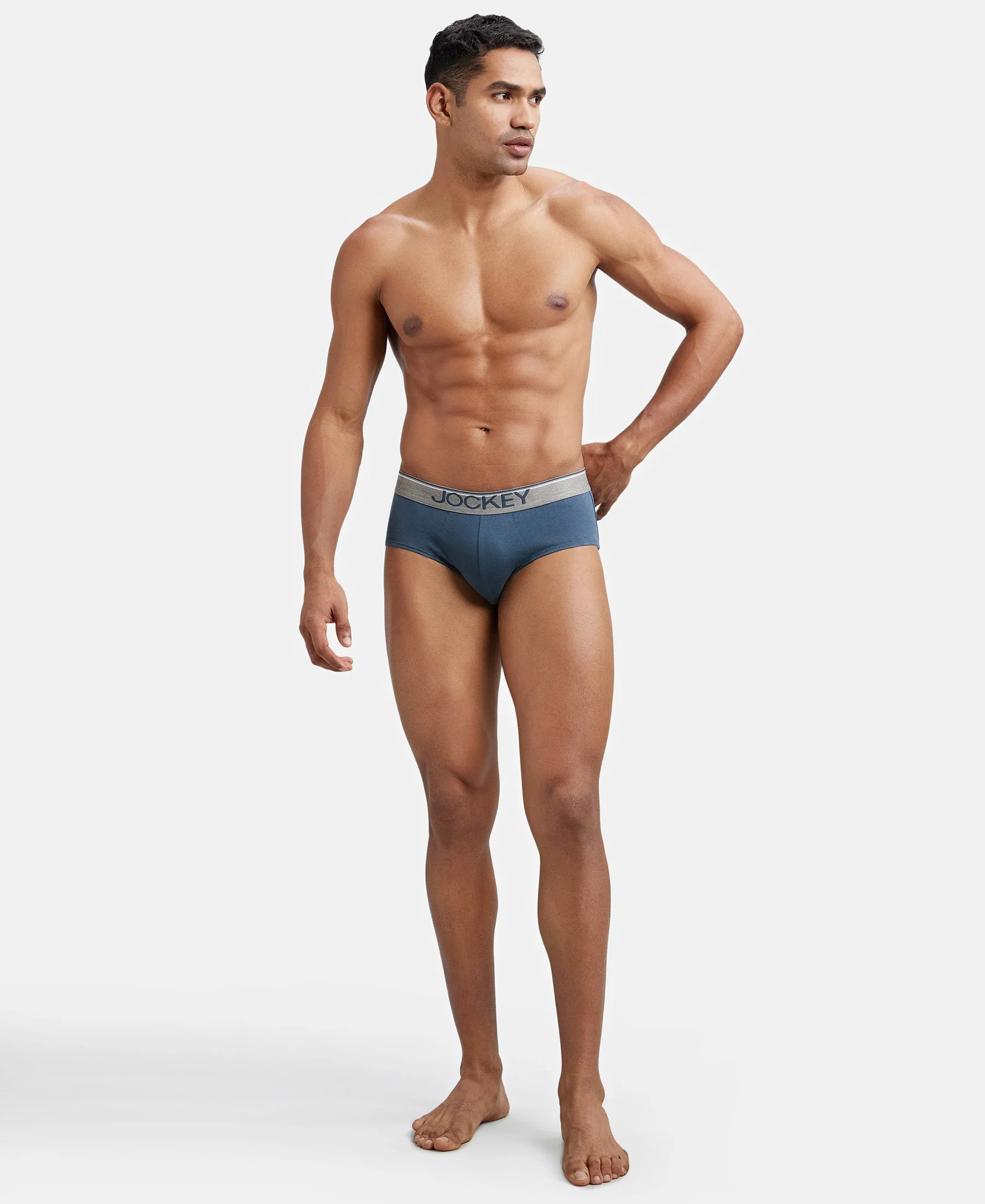 Super Combed Cotton Solid Brief with Ultrasoft Waistband - Deep Slate - Image 6