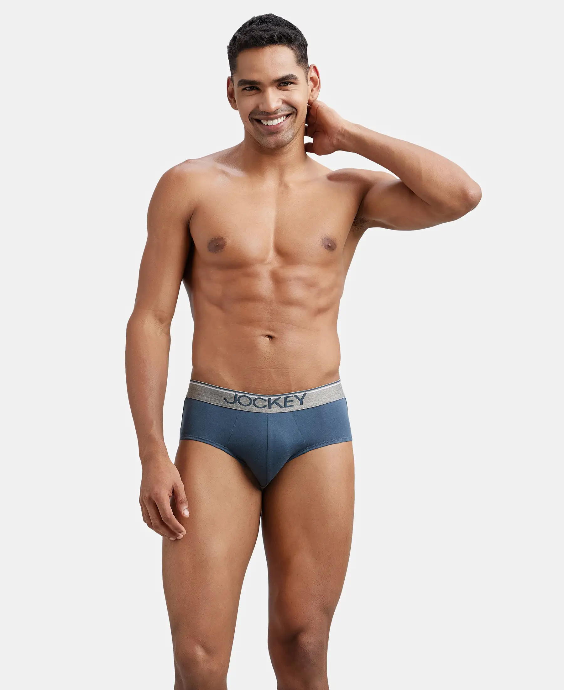 Super Combed Cotton Solid Brief with Ultrasoft Waistband - Deep Slate (Pack of 2) - Image 8