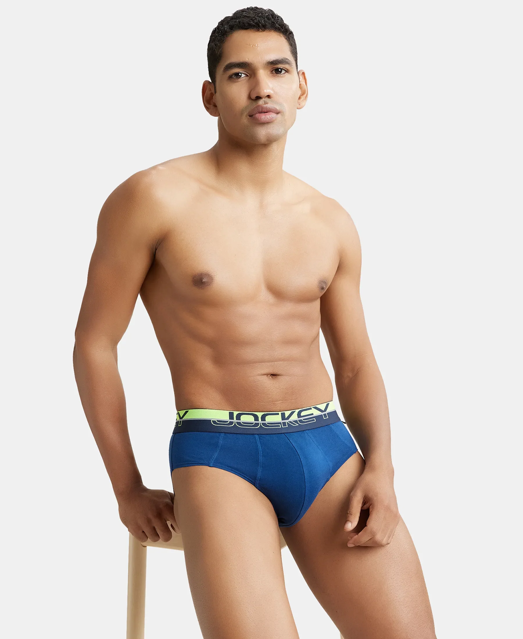 Super Combed Cotton Solid Brief with Ultrasoft Waistband - Estate Blue (Pack of 2) - Image 13