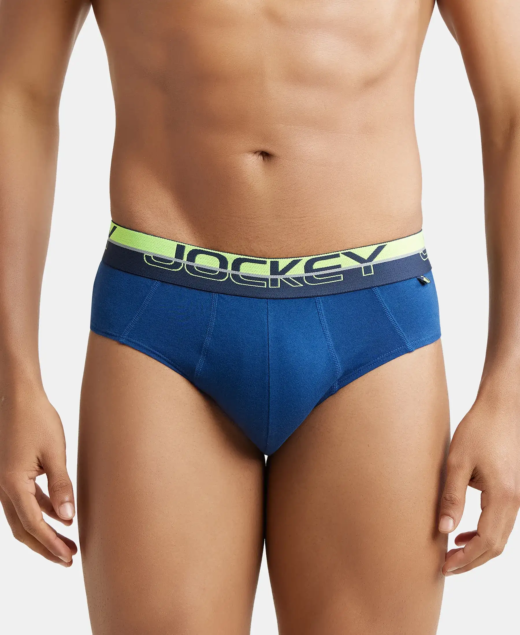 Super Combed Cotton Solid Brief with Ultrasoft Waistband - Estate Blue (Pack of 2) - Image 2