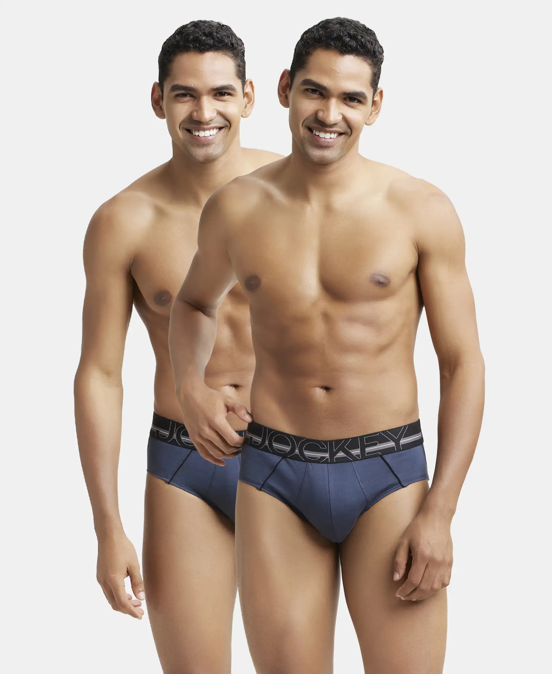 Super Combed Cotton Solid Brief with Ultrasoft Waistband - Graphite (Pack of 2)